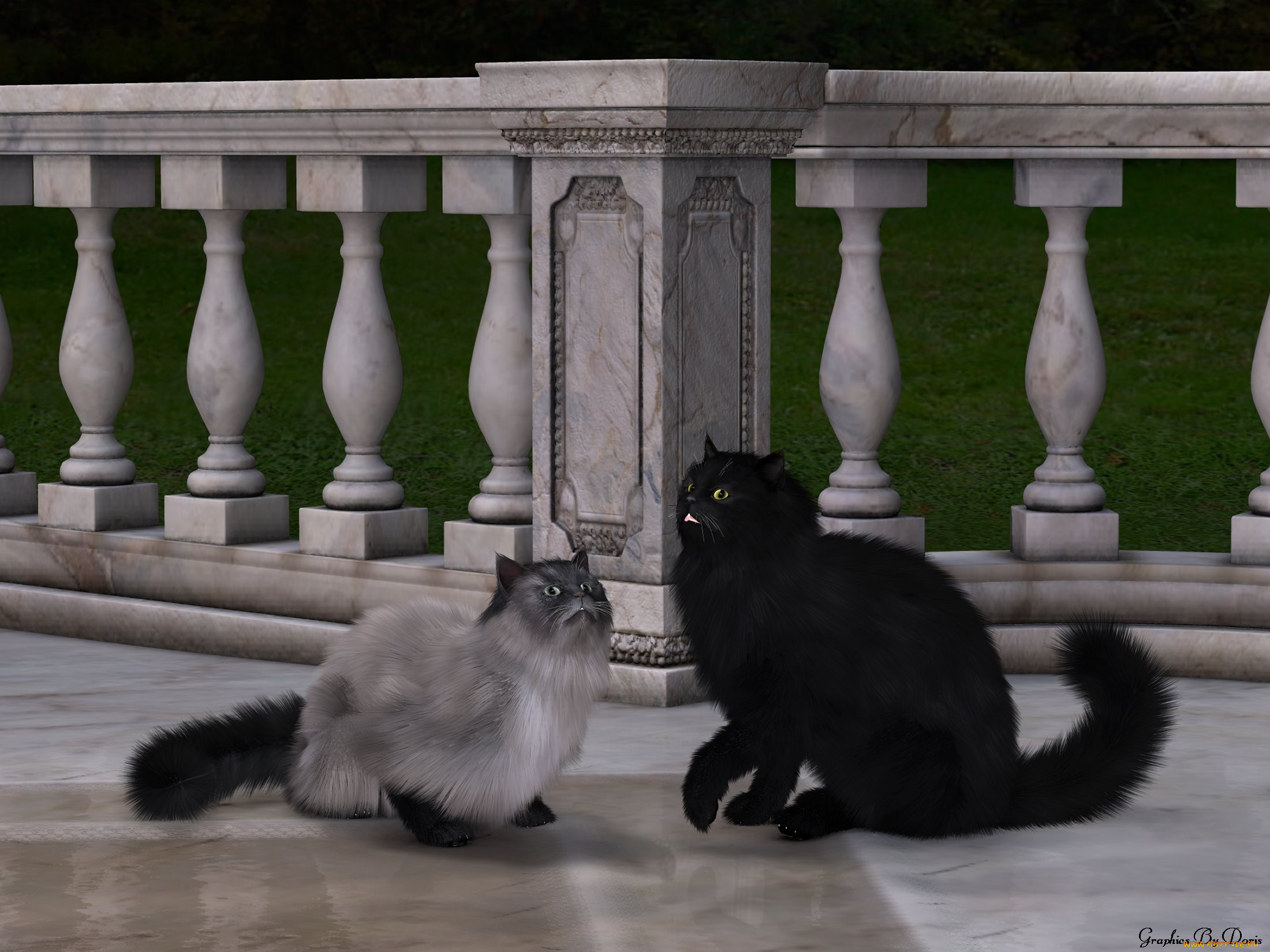 3д, графика, animals, животные, кошки