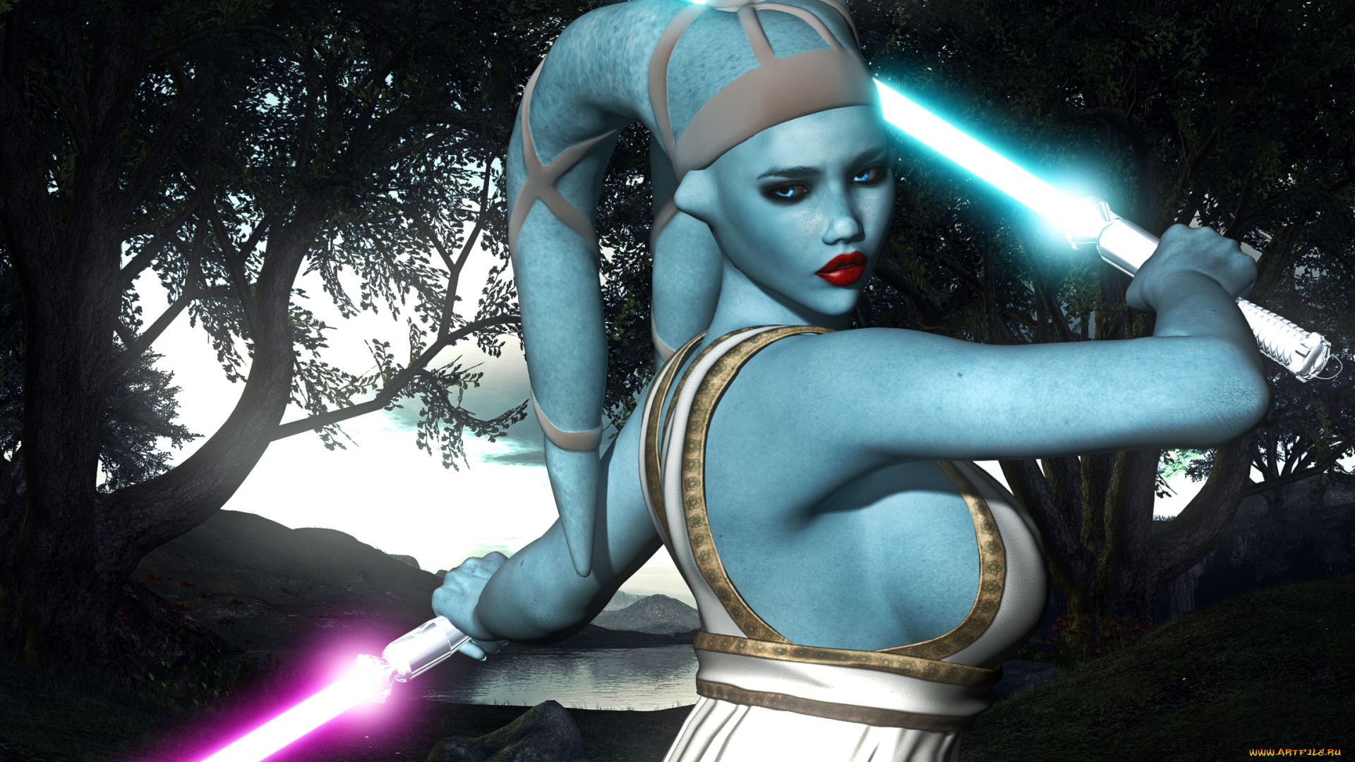 3д, графика, fantasy, , фантазия, мечи, существо