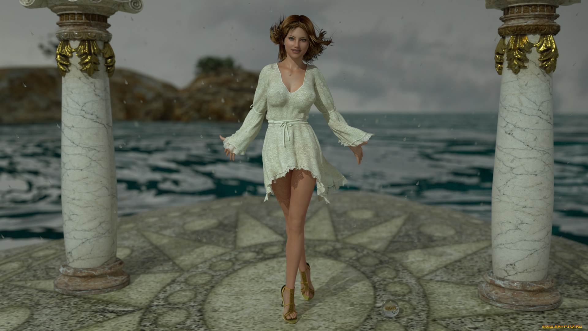 3д, графика, people, , люди, колоны, взгляд, девушка