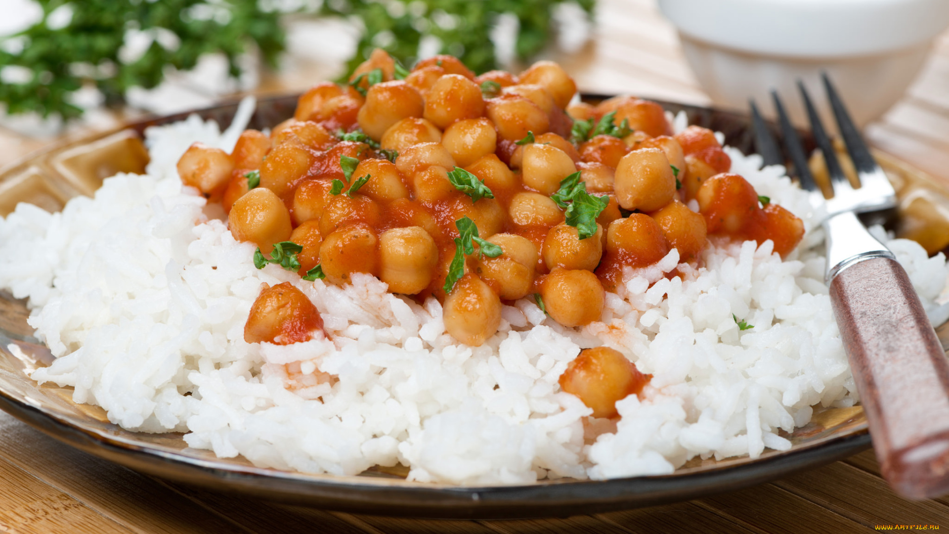 еда, вторые, блюда, рис, нут