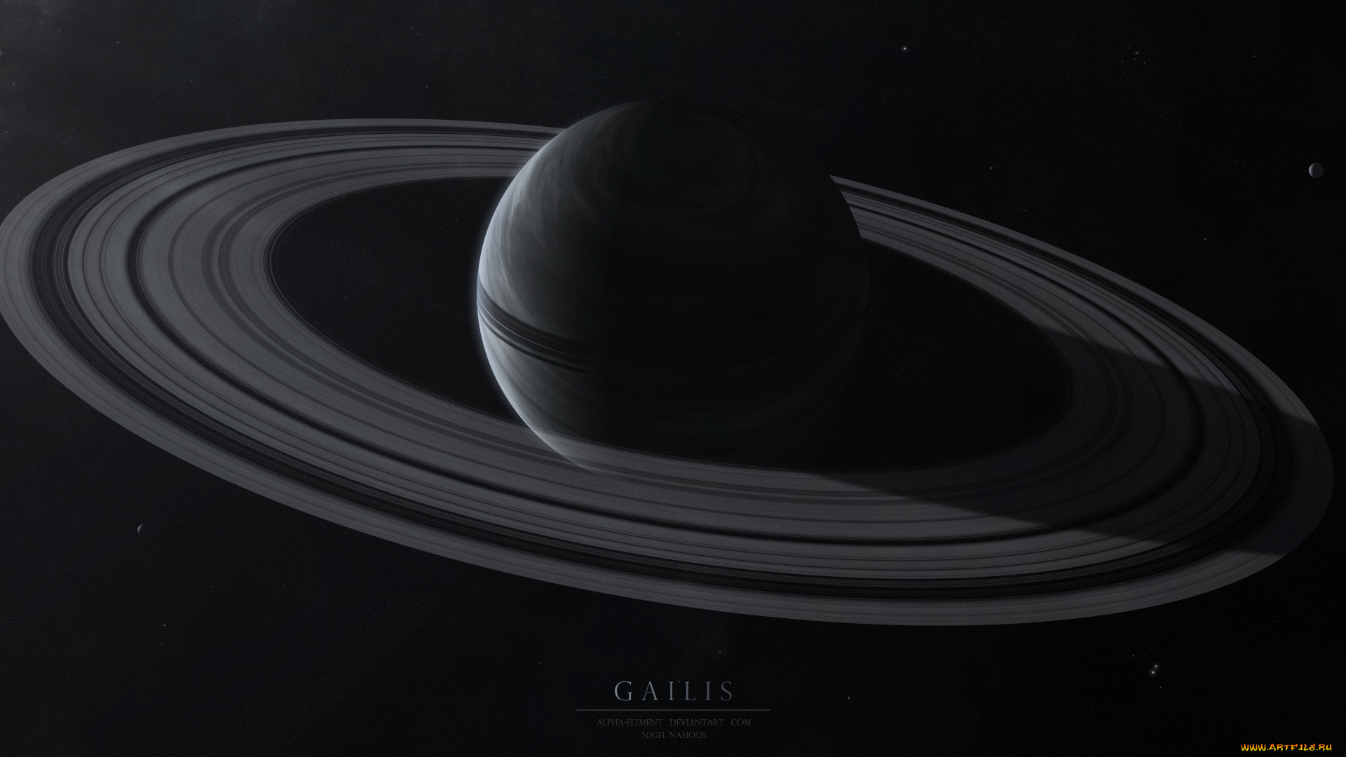 космос, сатурн, gailis, планета, кольца, темные, звёзды, пространство