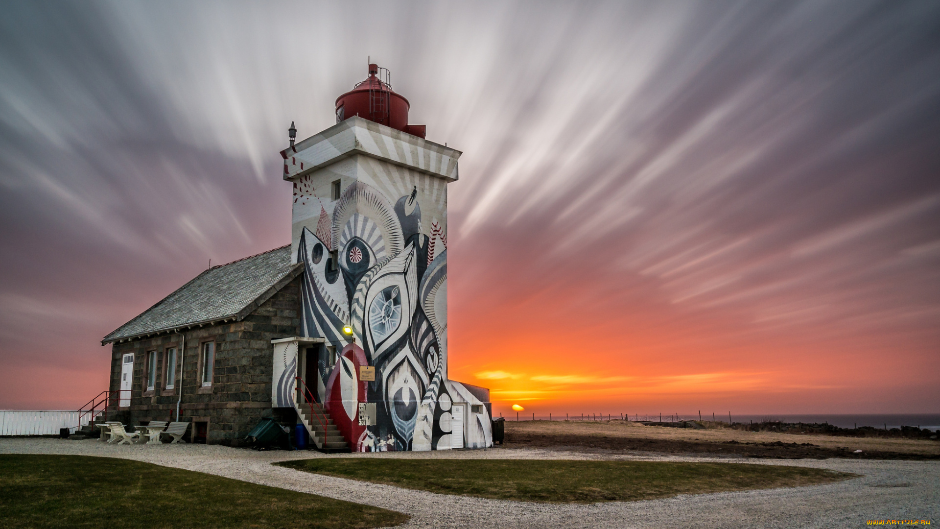 природа, маяки, солнце, горизонт, маяк, океан