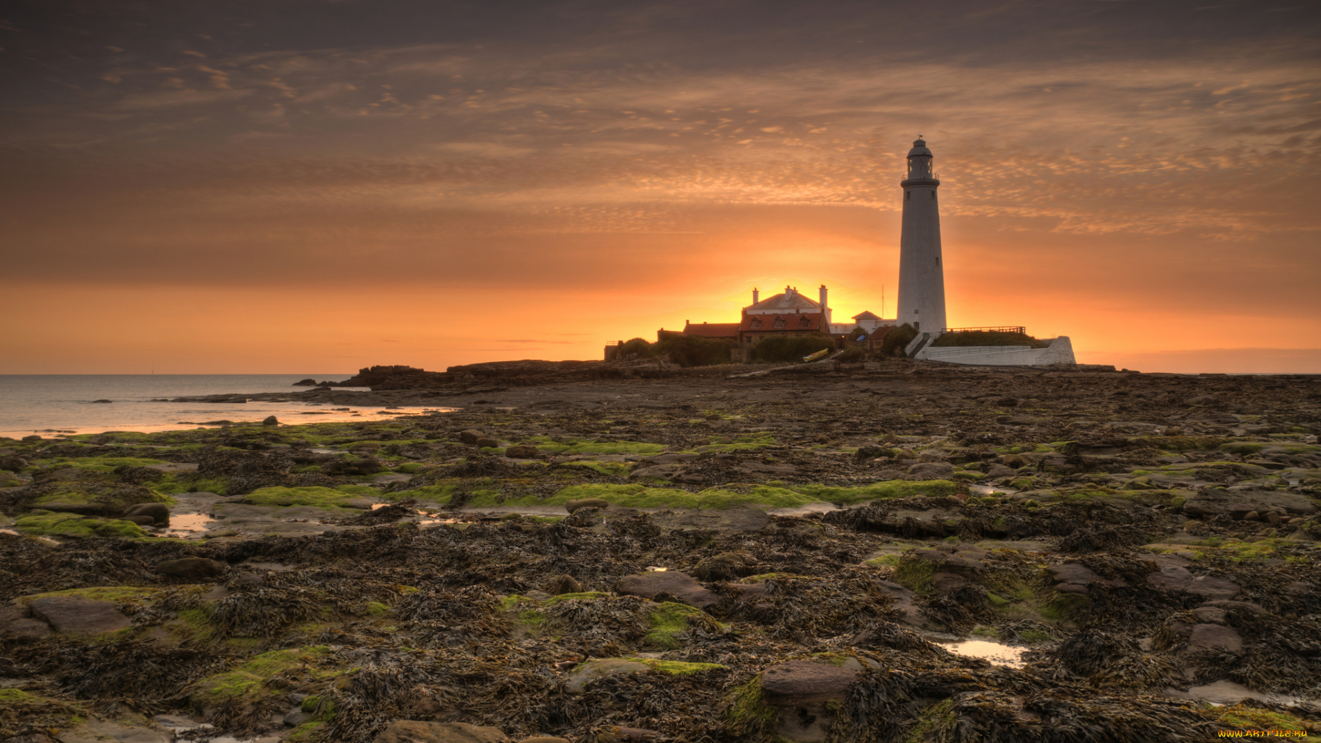 природа, маяки, заря, горизонт, океан, маяк