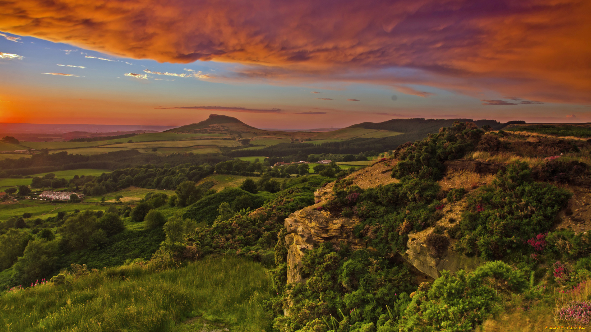 природа, пейзажи, тучи, холмы, равнина