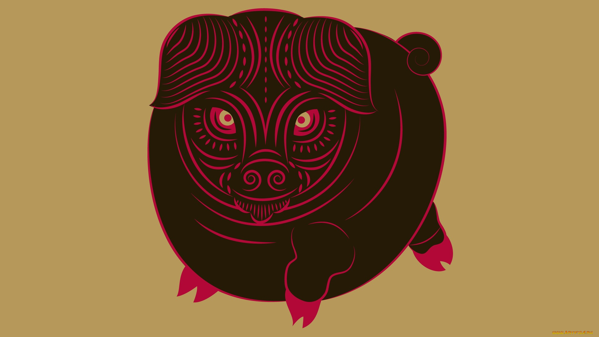 рисованные, минимализм, поросенок