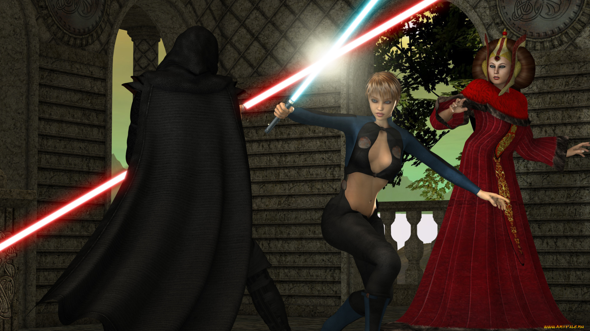 star, wars, fanart, 3д, графика, fantasy, , фантазия, бой