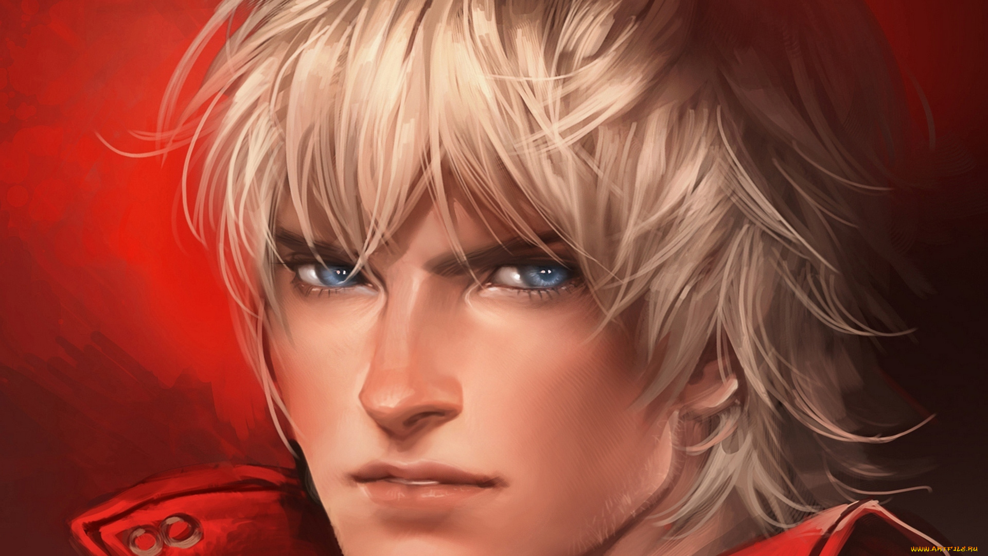 видео, игры, devil, may, cry, 4, dante, sakimichan, fanart, данте, парень, голубоглазый, полудемон, портрет, взгляд, красный, плащ, фана