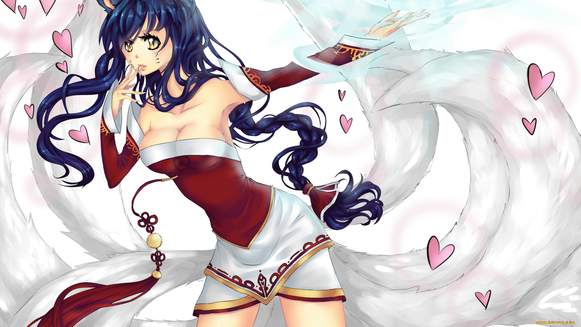 видео, игры, league, of, legends, ахри, лиса, девушка, ahri, league, of, legends