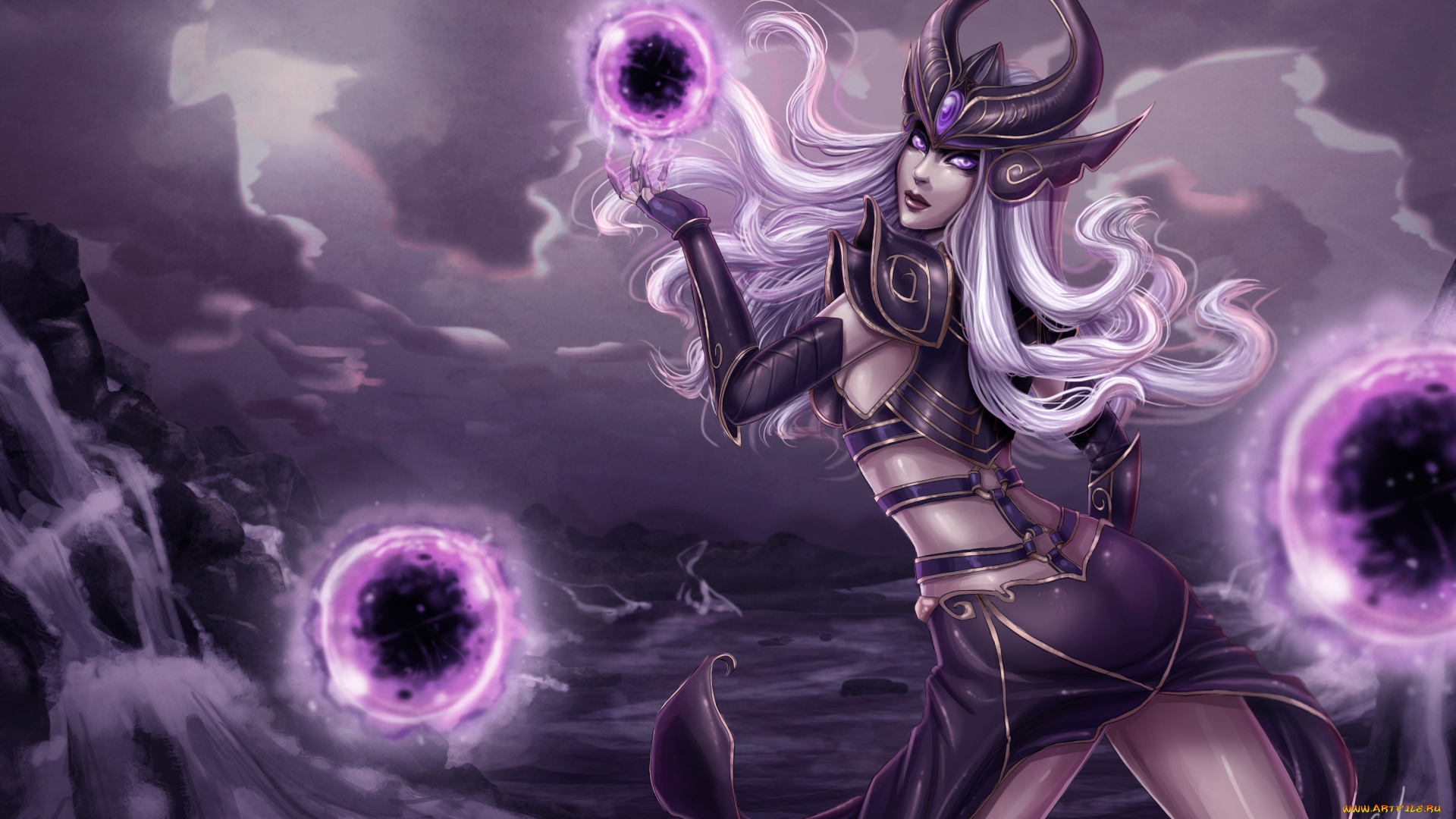 видео, игры, league, of, legends, lol, league, of, legends, волосы, магия, арт, девушка, syndra