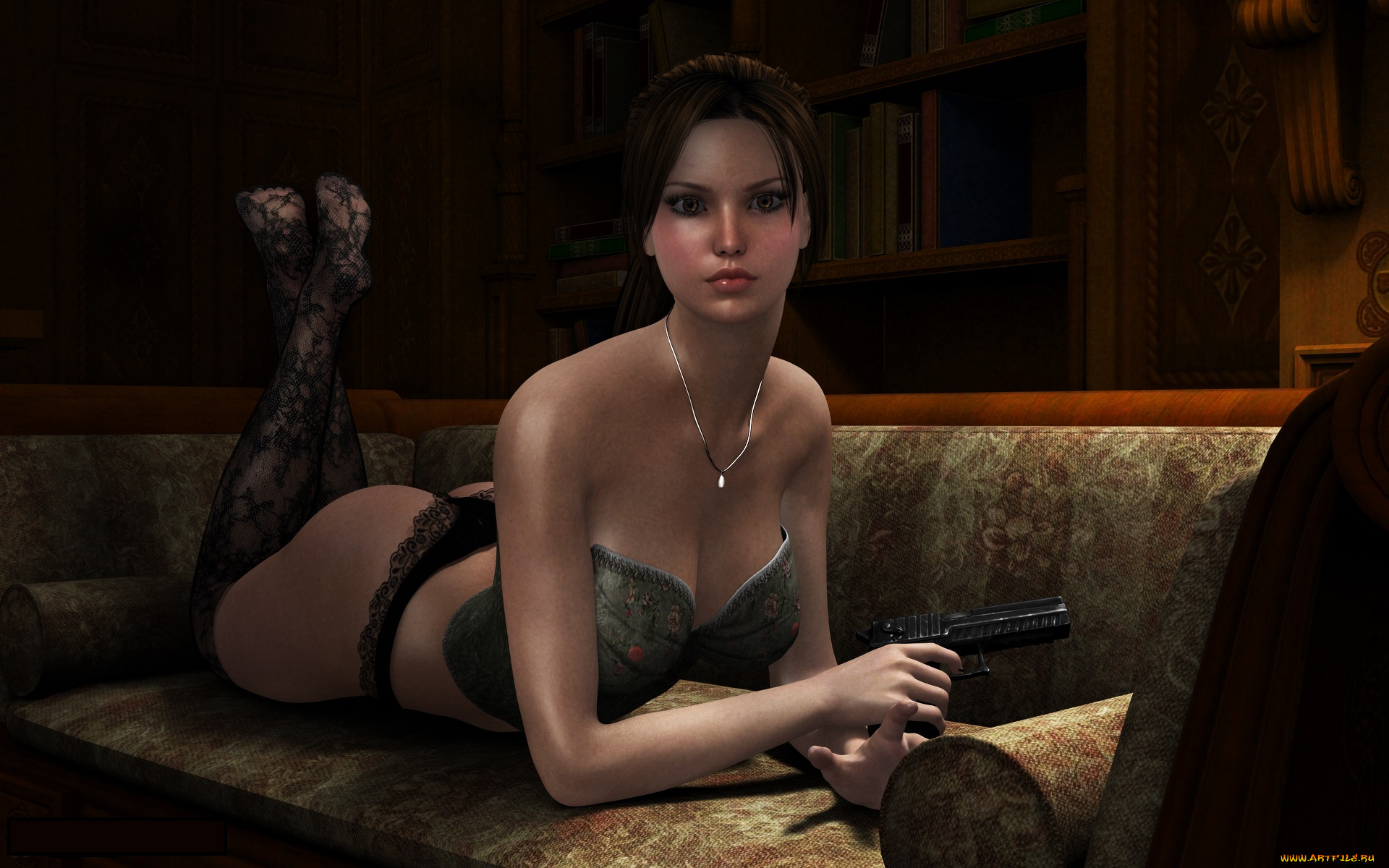 3д, графика, fantasy, , фантазия, девушка, взгляд, оружие