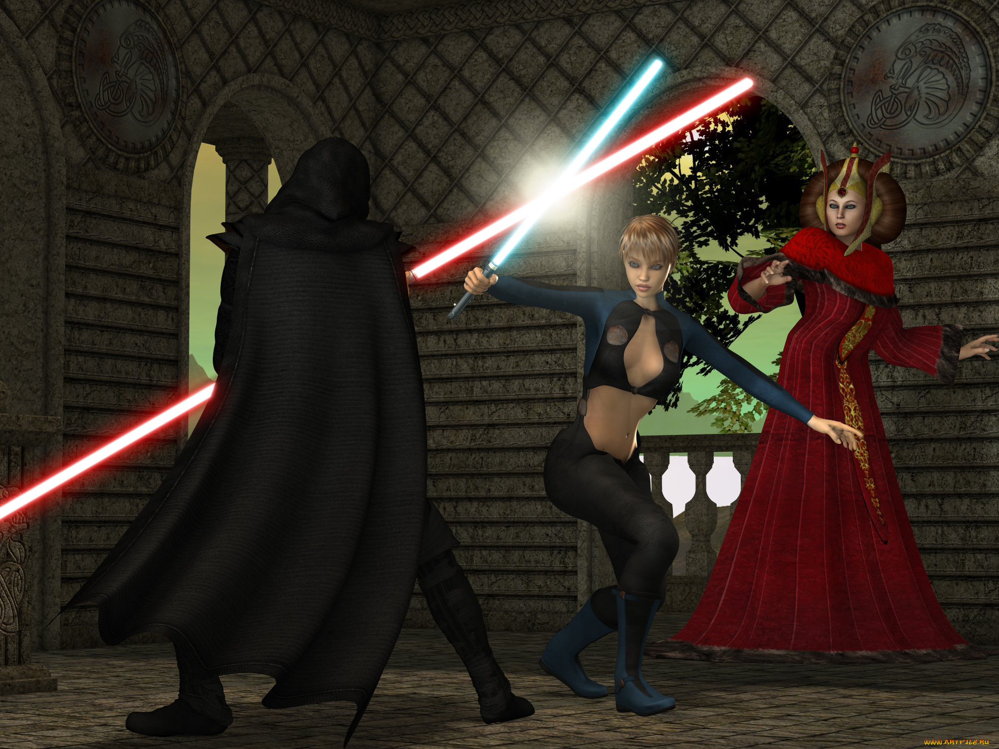 star, wars, fanart, 3д, графика, fantasy, , фантазия, бой