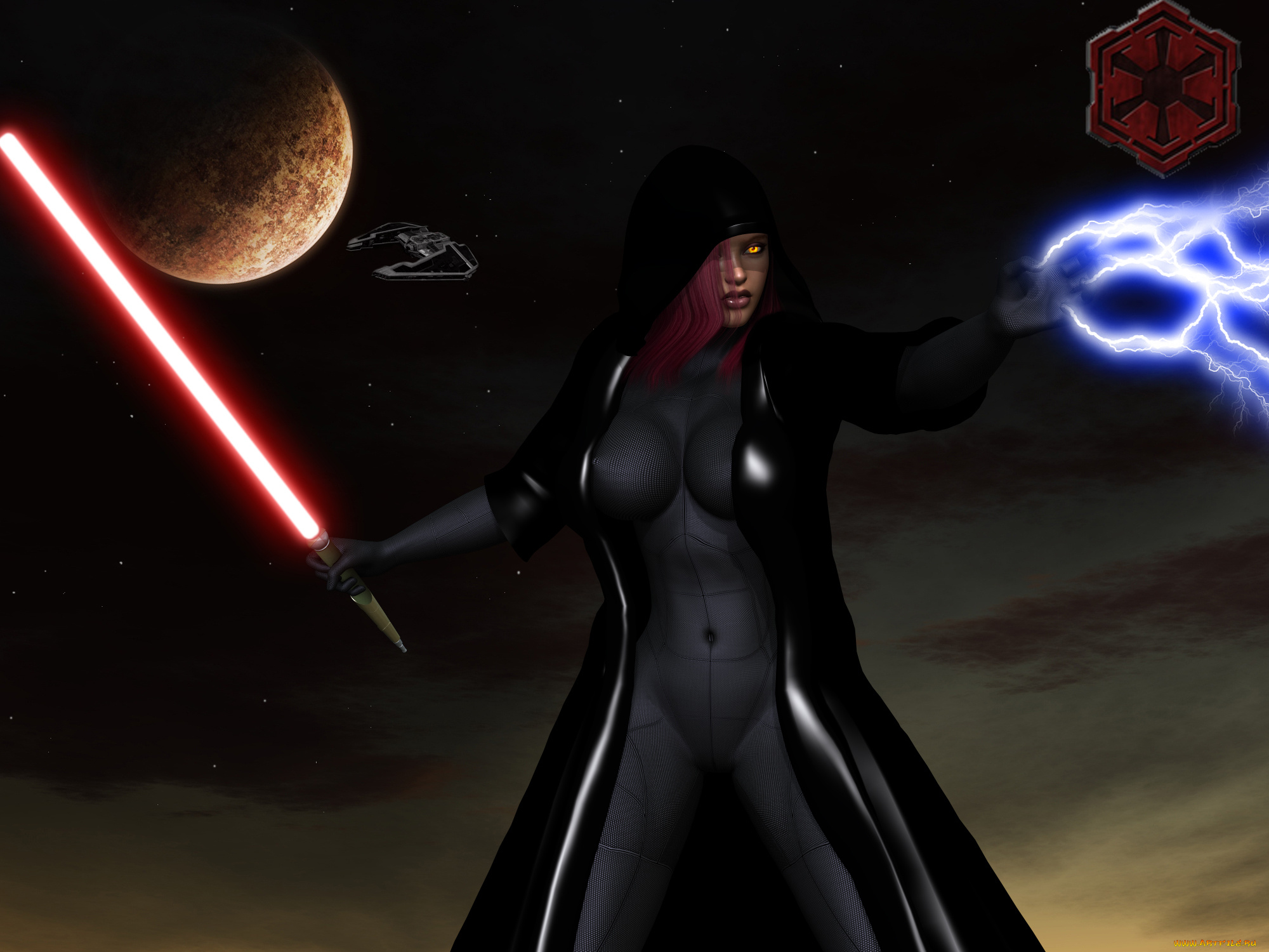 star, wars, fanart, 3д, графика, fantasy, , фантазия, меч, девушка