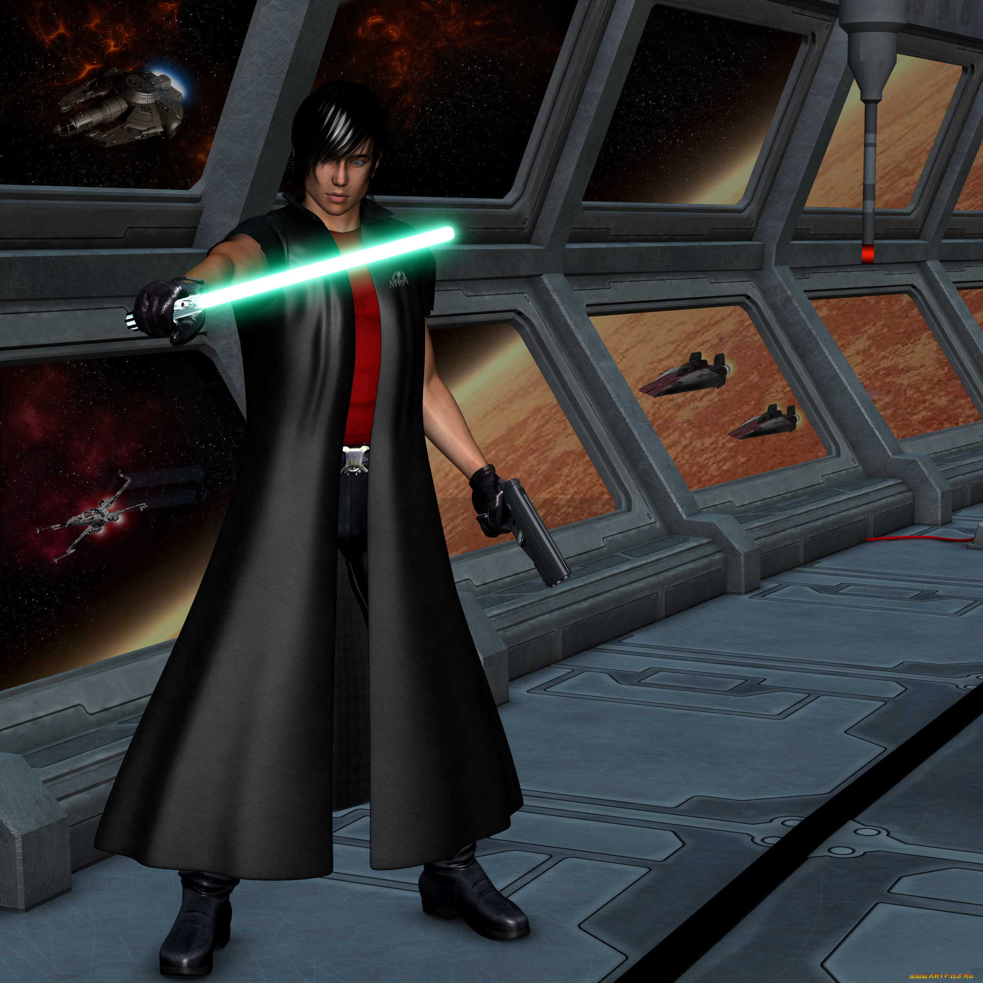 star, wars, fanart, 3д, графика, fantasy, , фантазия, мужчина, огненый, меч