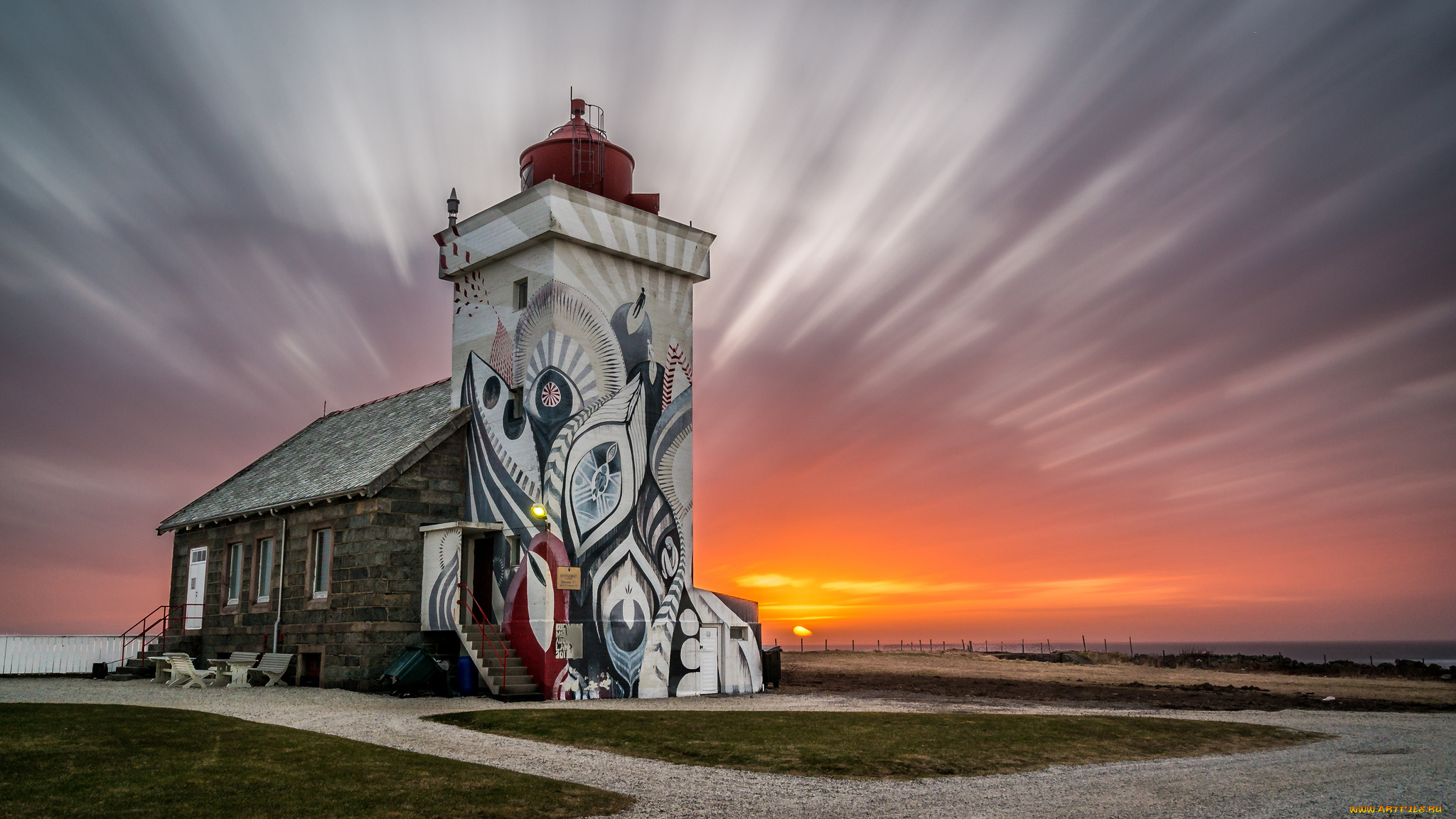 природа, маяки, солнце, горизонт, маяк, океан