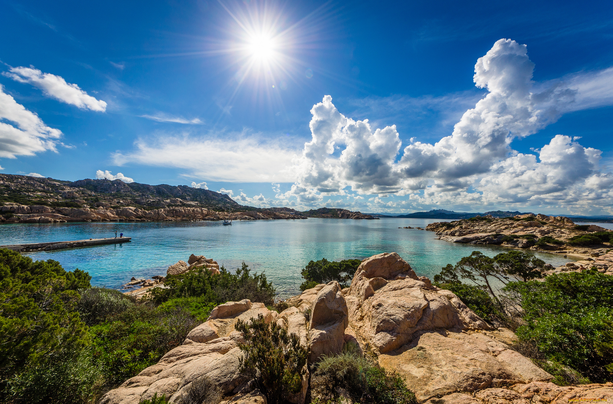 природа, реки, озера, сияние, солнце, камни, горы, озеро