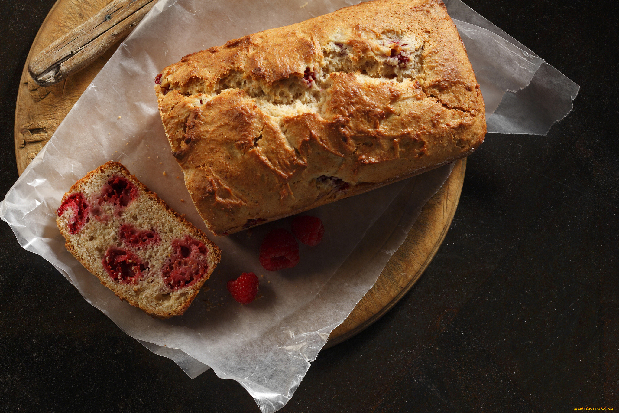 еда, пироги, доска, фон, бумага, малиновый, пирог, малина, выпечка