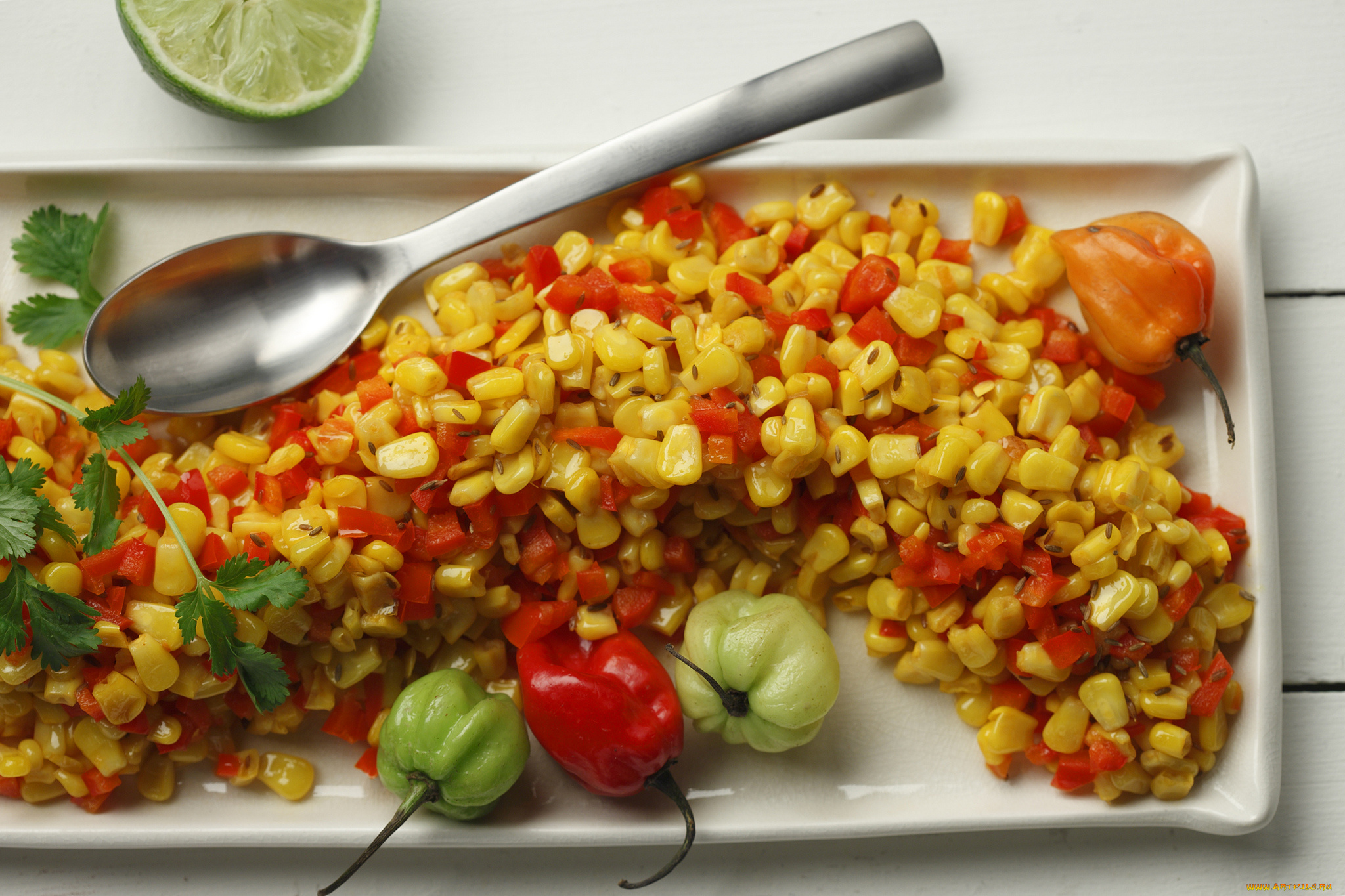 еда, салаты, , закуски, перец, лайм, ложка, тарелка, фон, салат, закуска