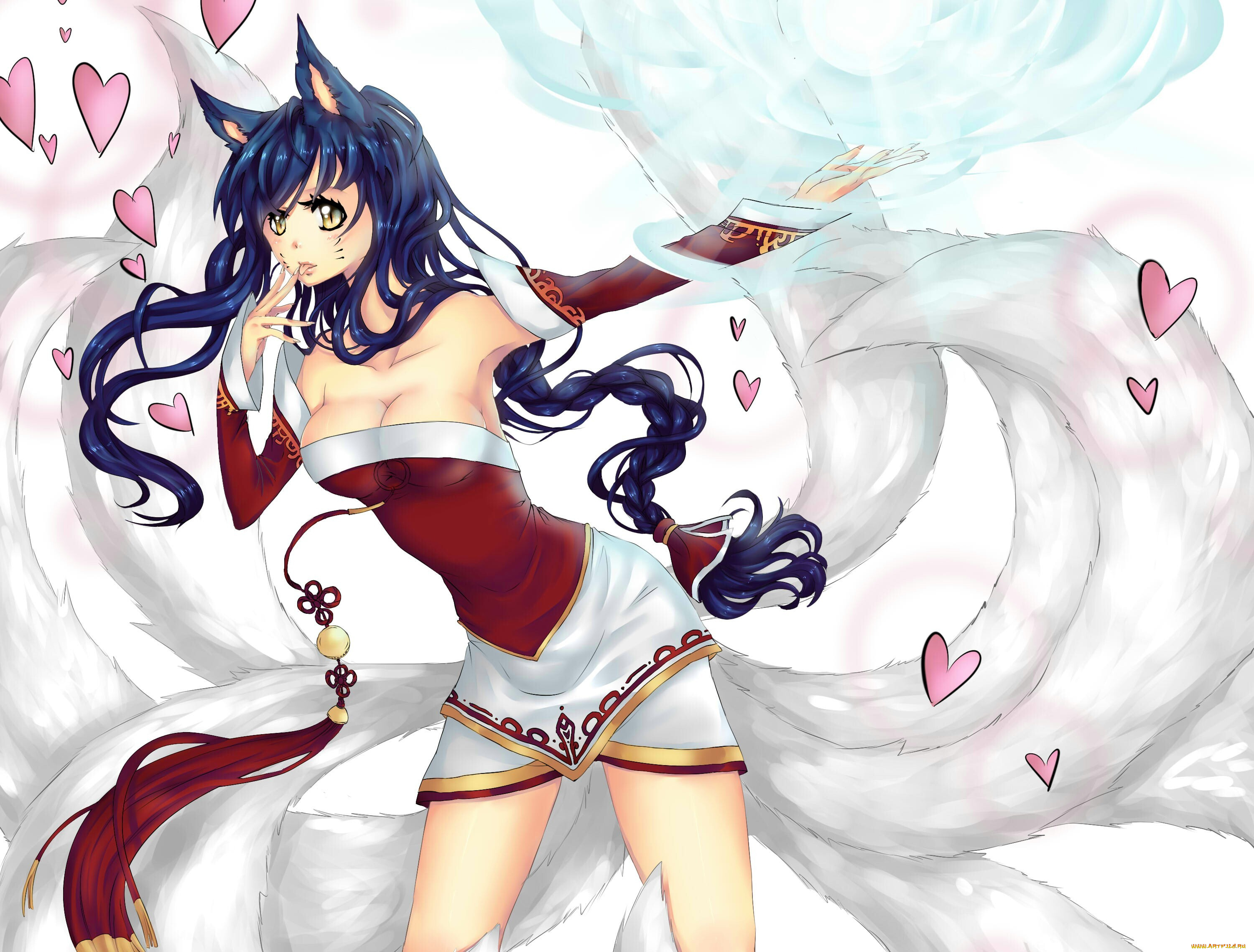 видео, игры, league, of, legends, ахри, лиса, девушка, ahri, league, of, legends