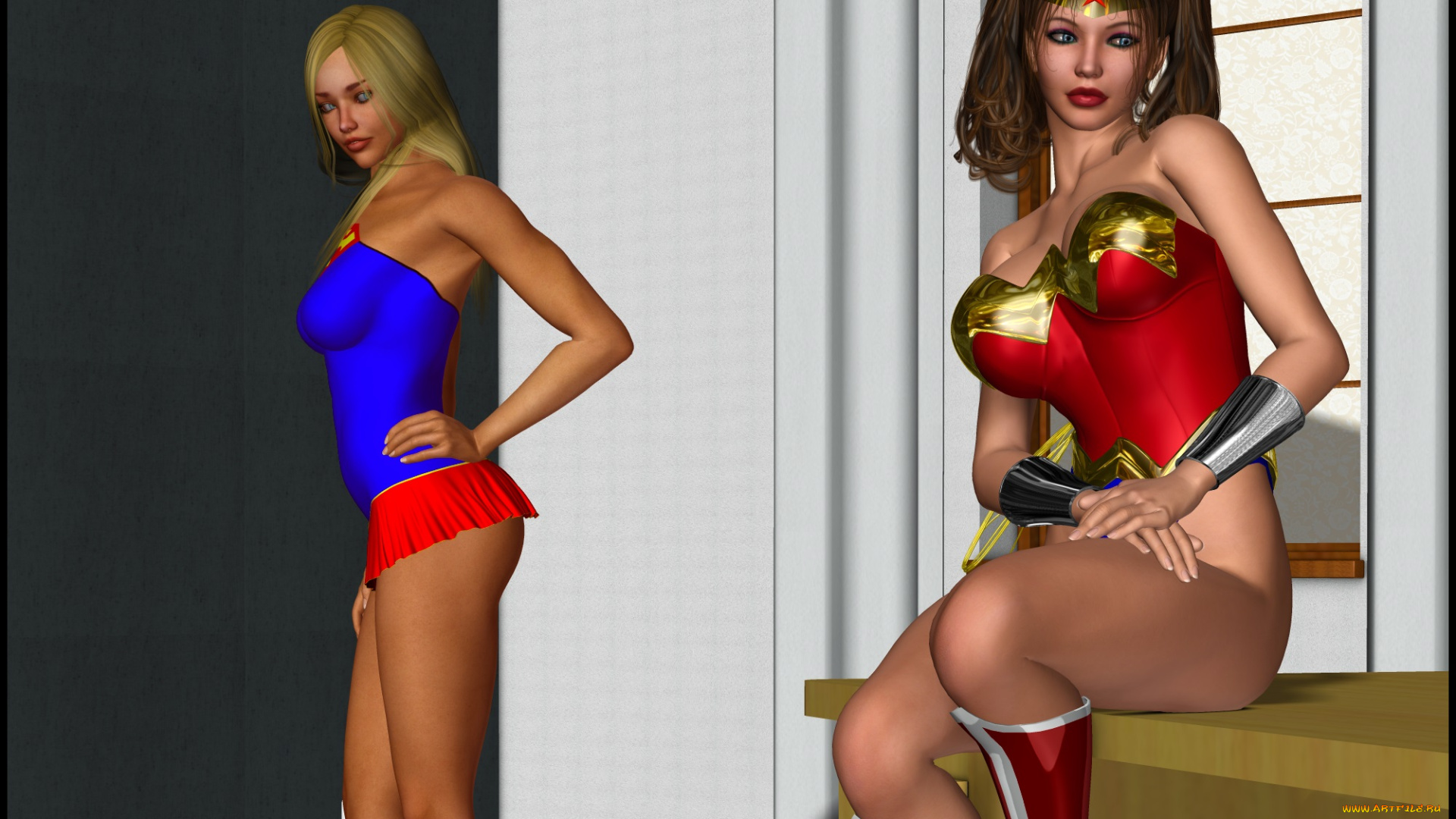 3д, графика, фантазия, , fantasy, фон, взгляд, девушки