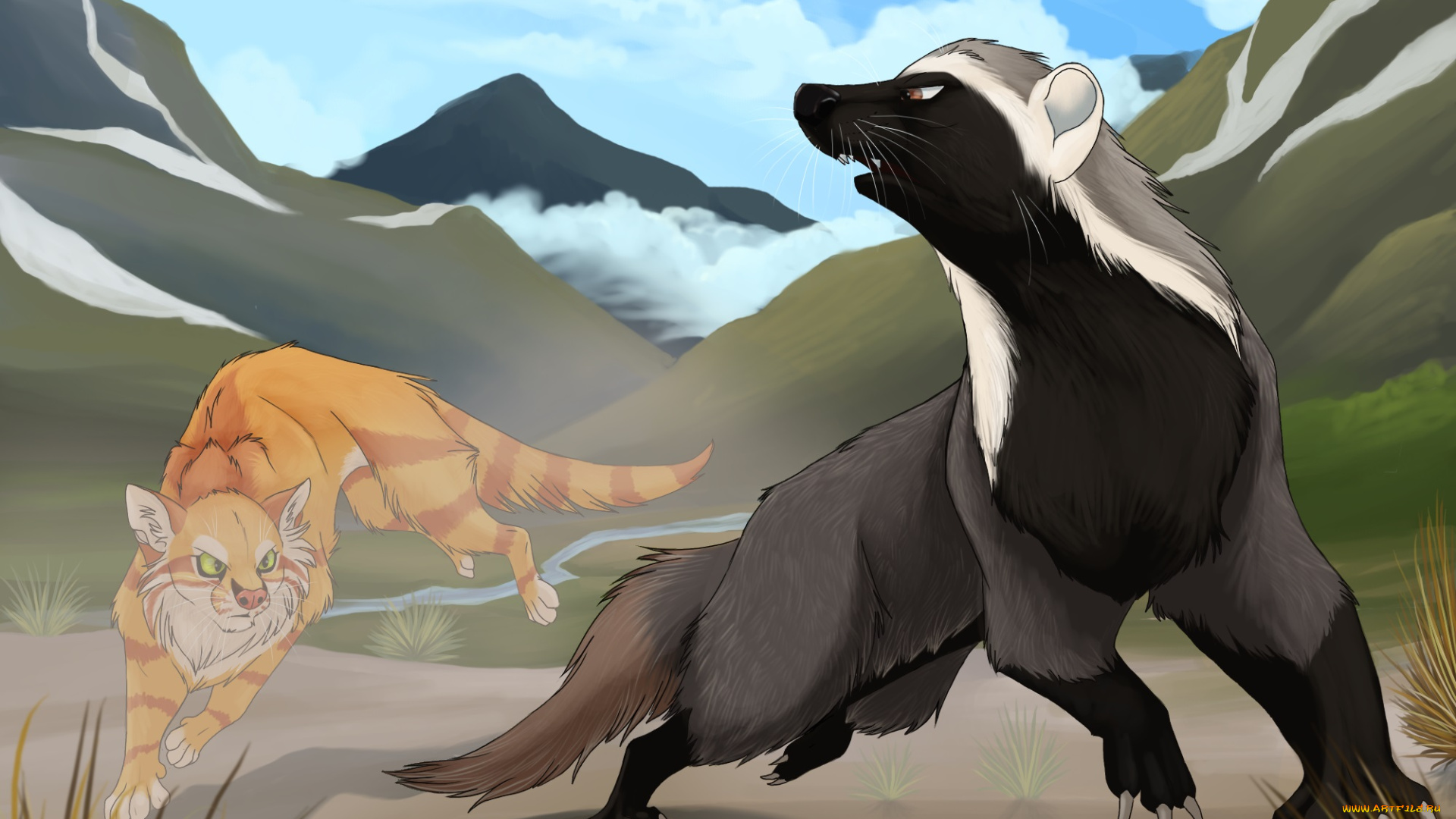 рисованное, животные, звери