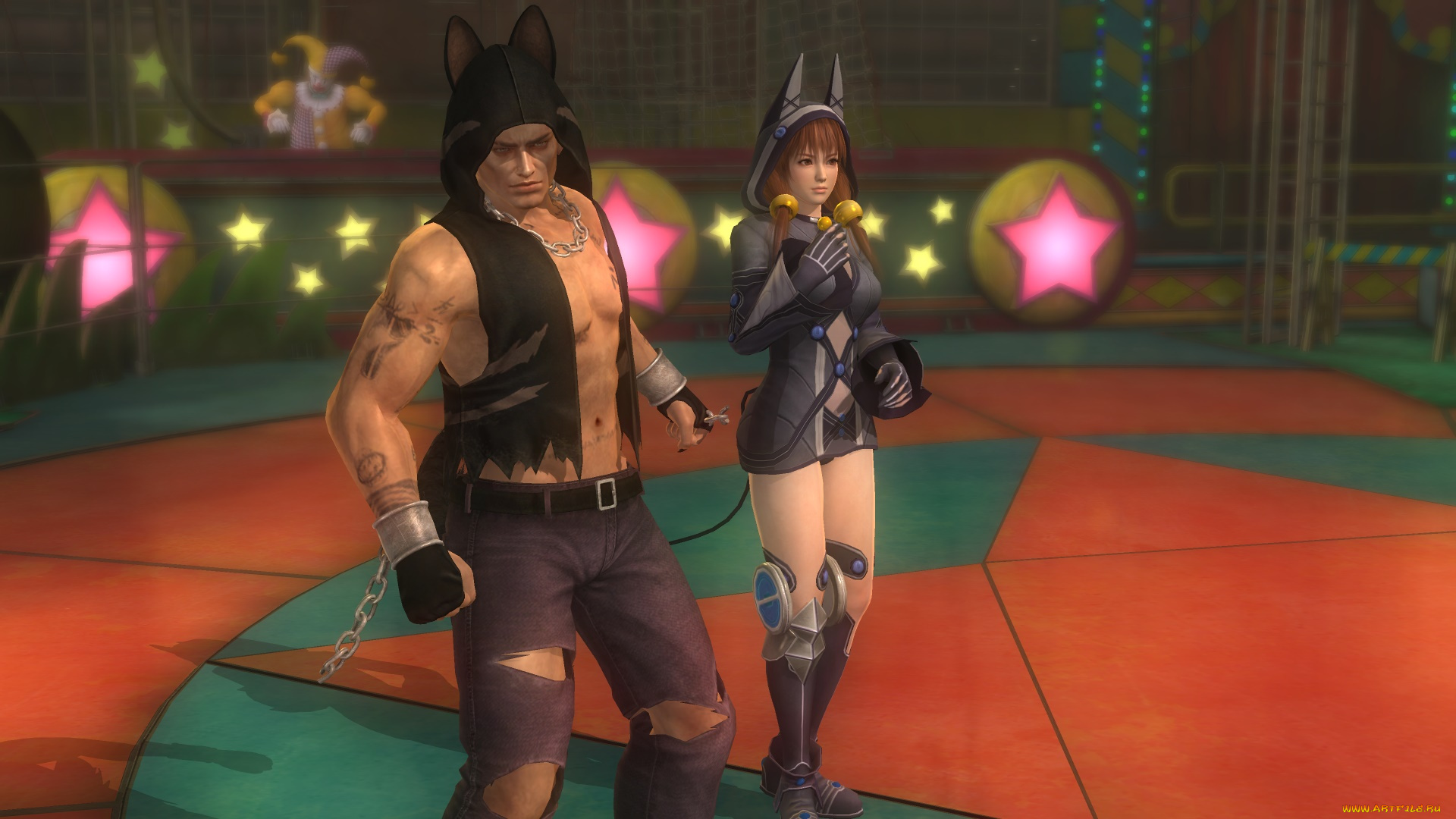 3д, графика, аниме, , anime, поза, цепи, фон, парень, взгляд, девушка