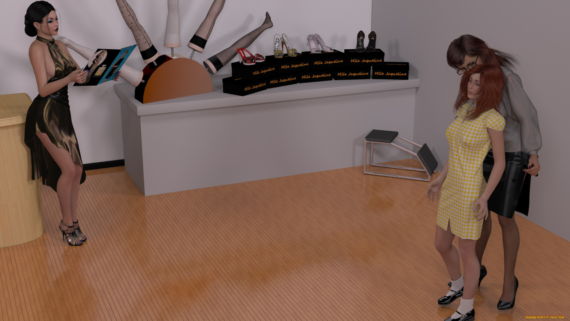 3д, графика, люди, , people, девушки, взгляд, фон, интерьер