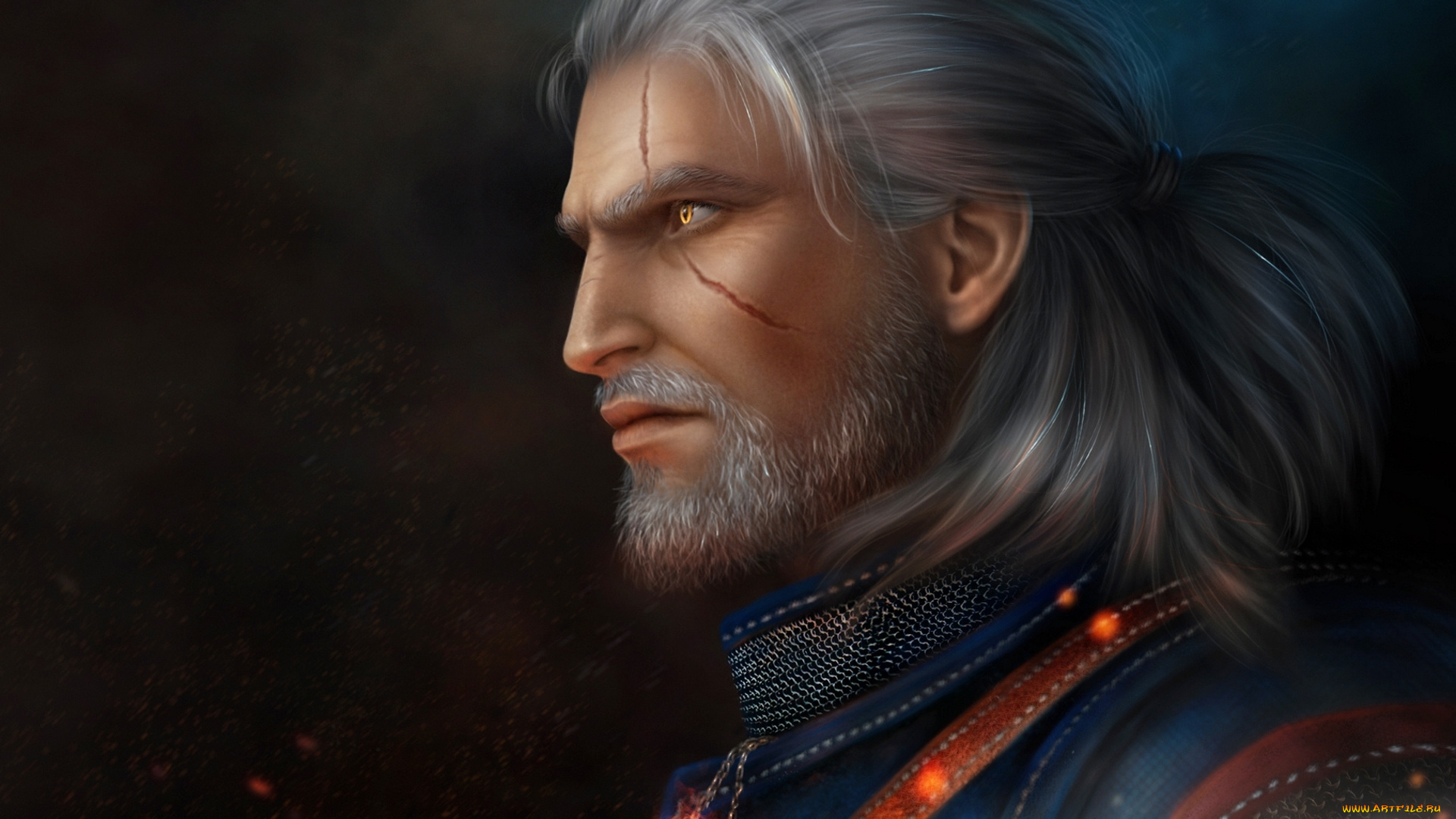 3д, графика, люди, , people, мужчина, воин, профиль, шрам, кулон