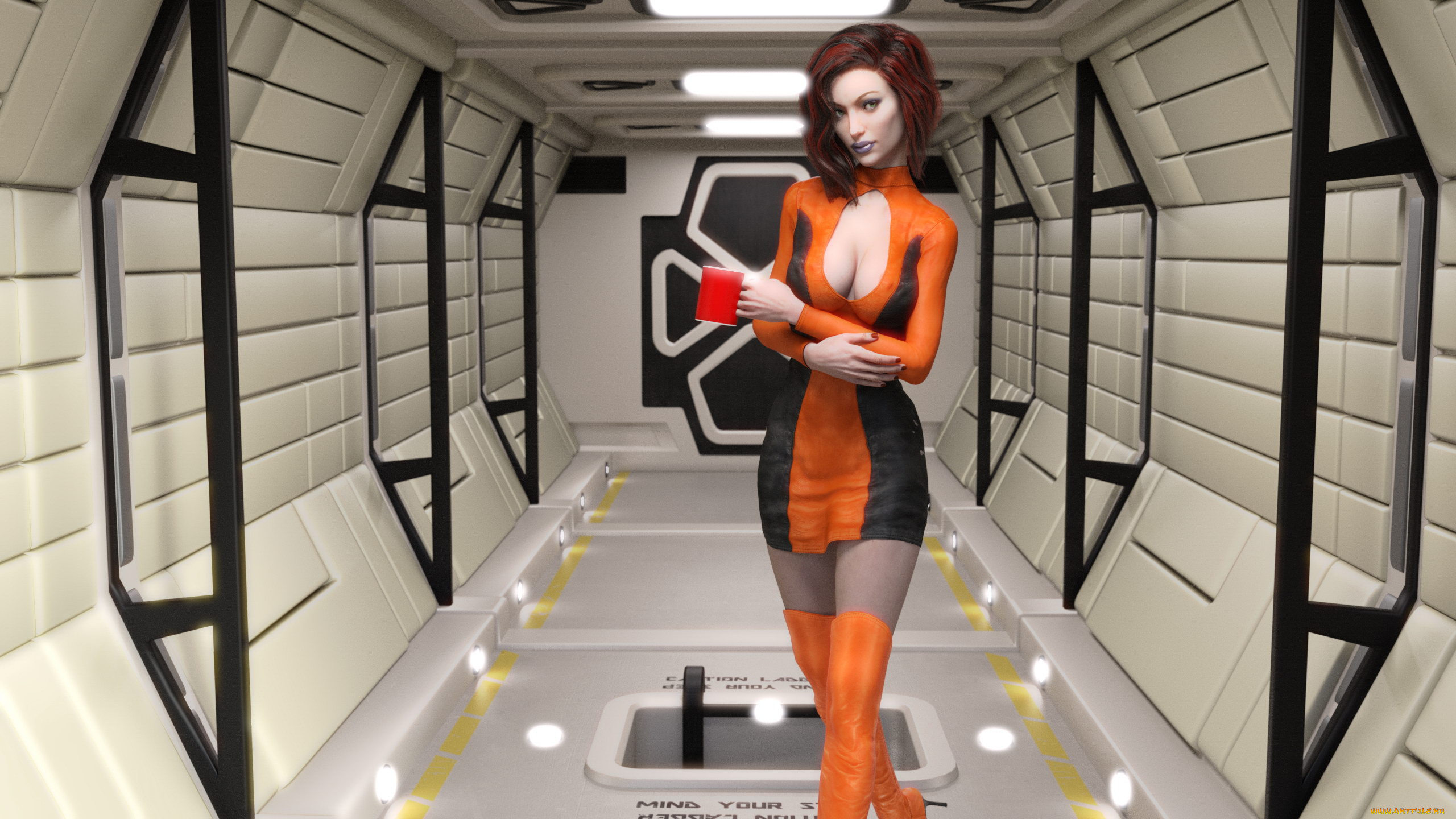 3д, графика, люди, , people, девушка, фон, взгляд, кружка