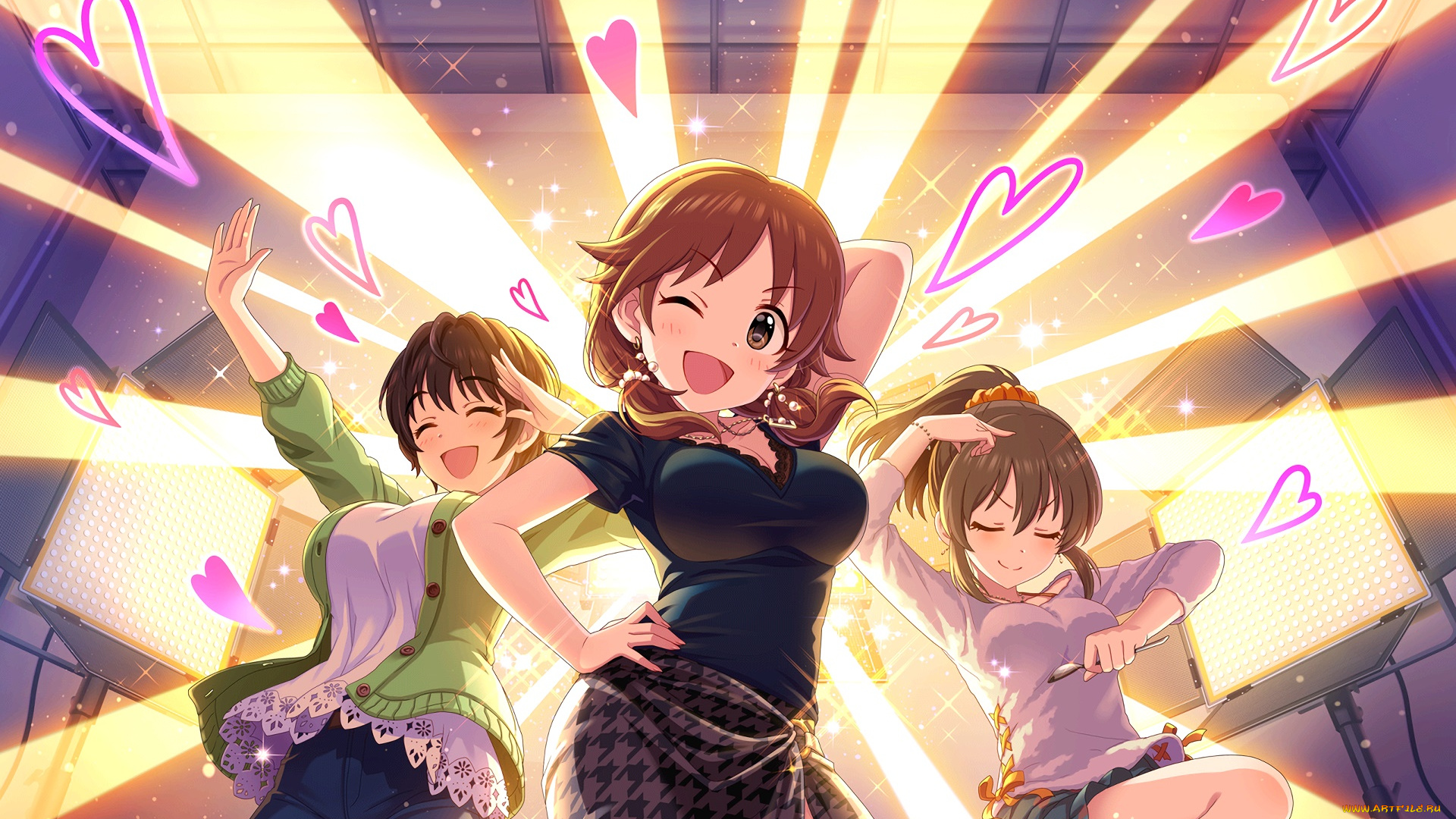 аниме, idolm@ster, фон, взгляд, девушки