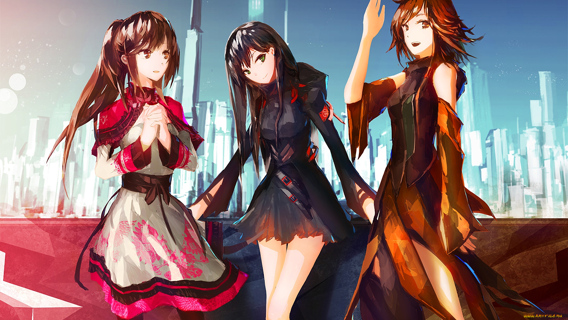 аниме, idolm@ster, фон, взгляд, девушки