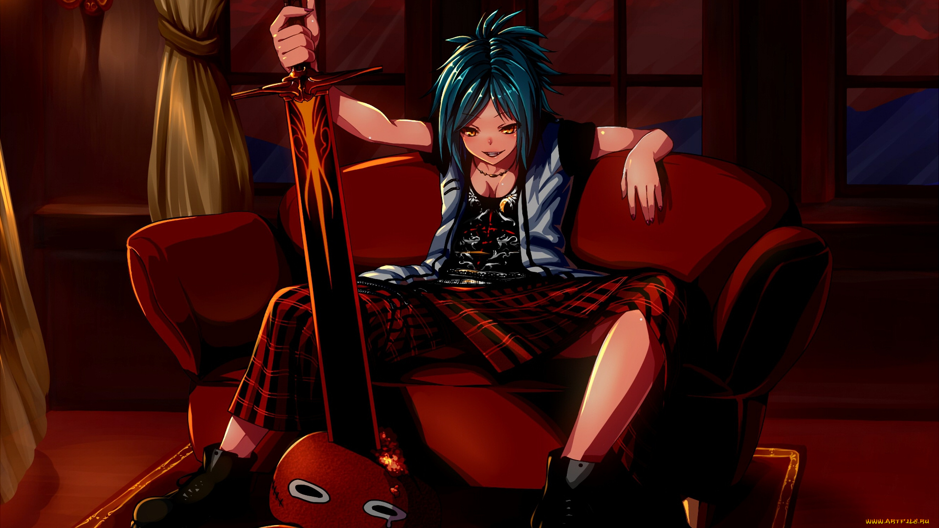 аниме, магия, , колдовство, , halloween, девушка, взгляд, фон