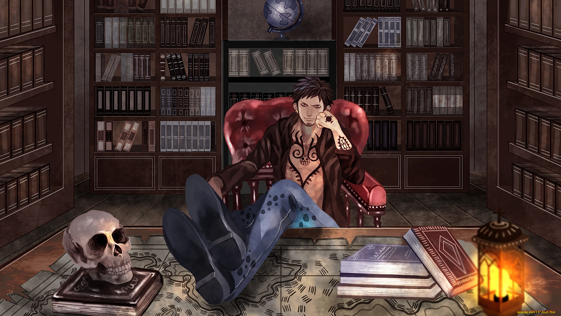 аниме, one, piece, water, law