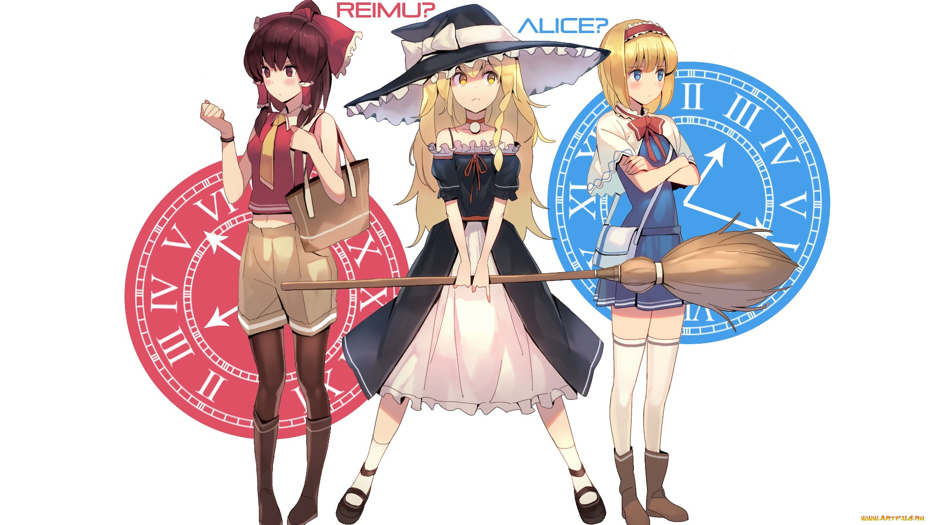 аниме, touhou, фон, взгляд, девушки