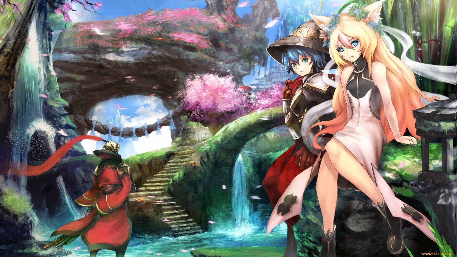 аниме, touhou, фон, взгляд, девушки