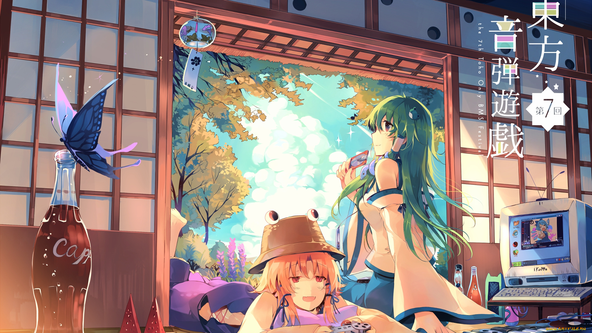 аниме, touhou, взгляд, девушка, фон