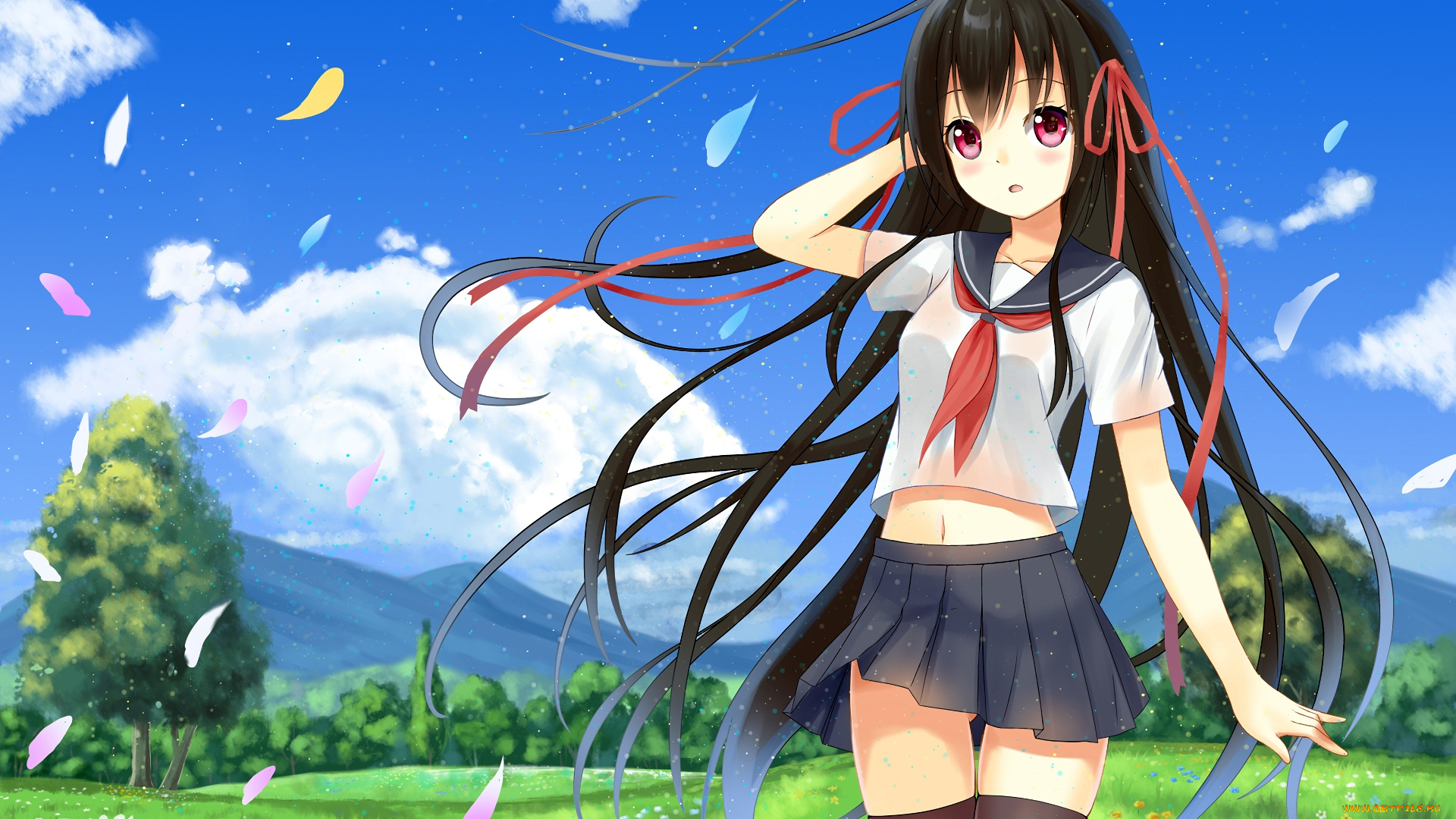 аниме, unknown, , другое, девушка, взгляд, фон