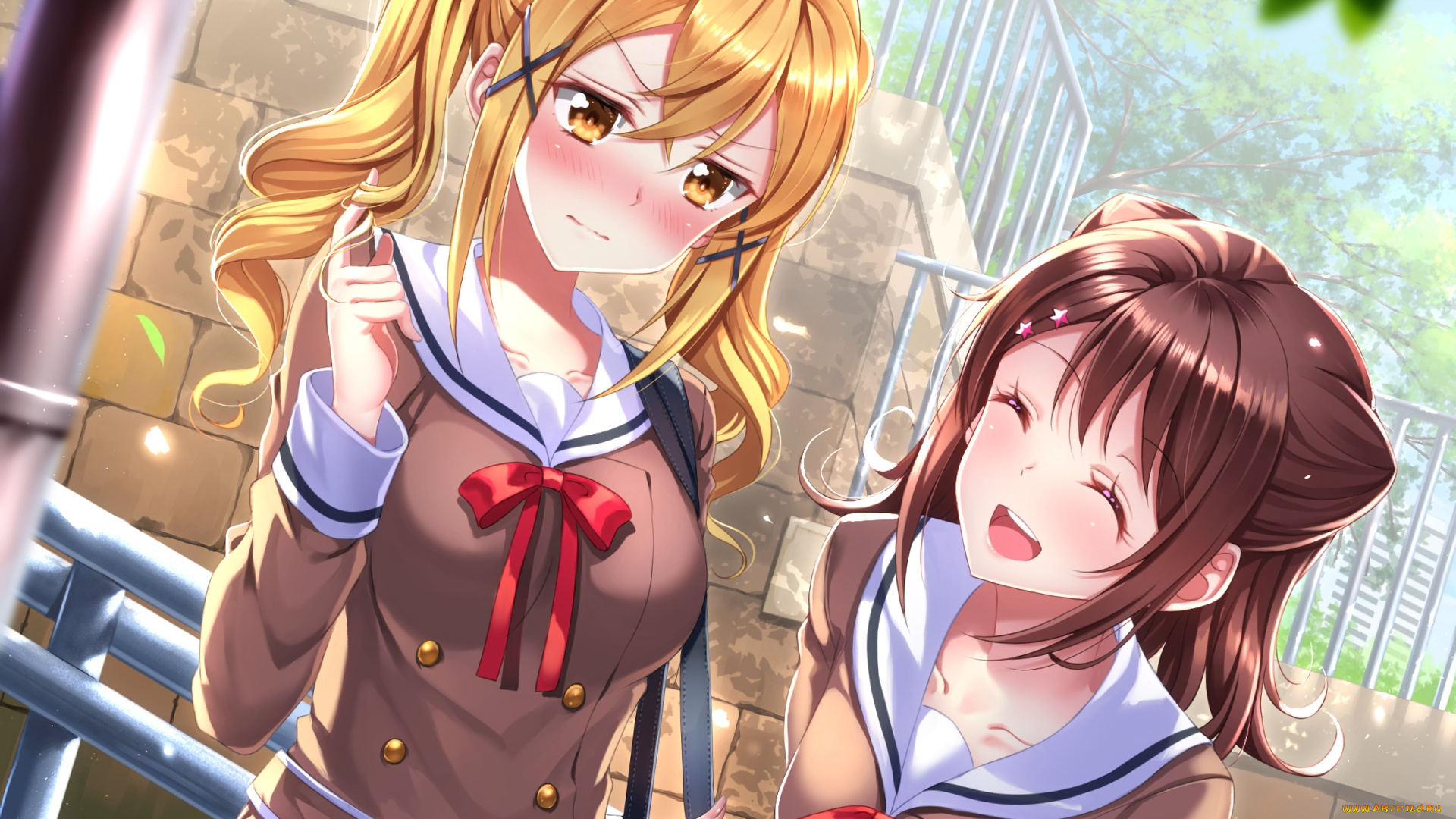 аниме, unknown, , другое, девушки, фон, взгляд