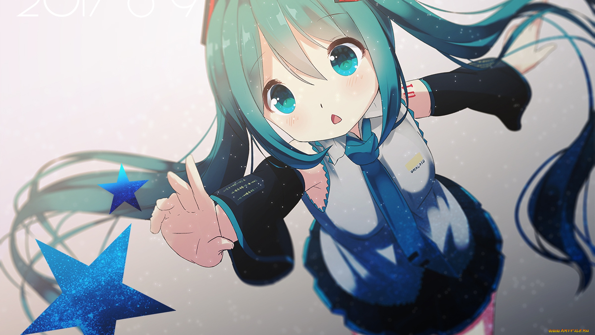 аниме, vocaloid, фон, взгляд, девушка