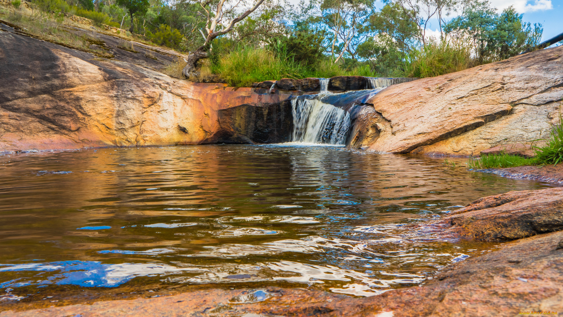 природа, водопады, водопад, река, лес