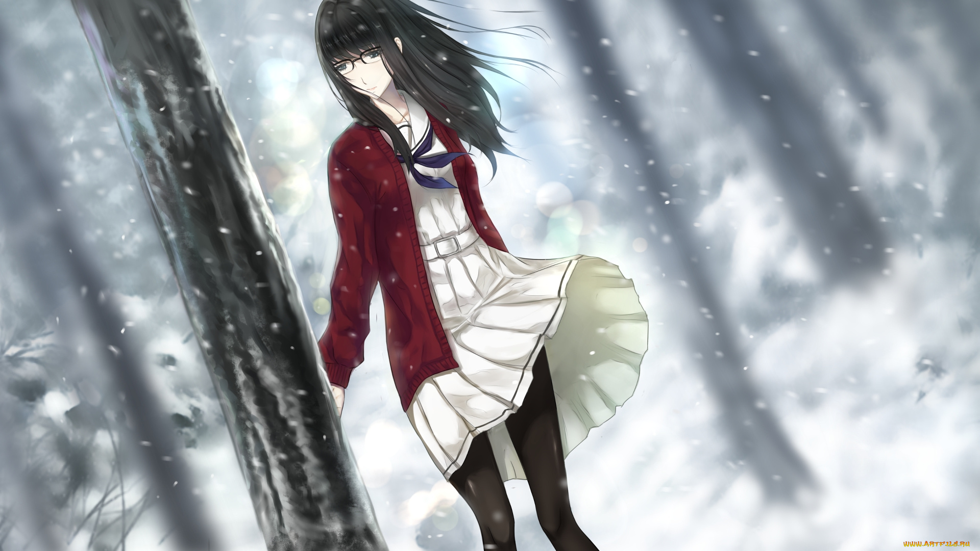 аниме, unknown, , другое, взгляд, девушка, фон