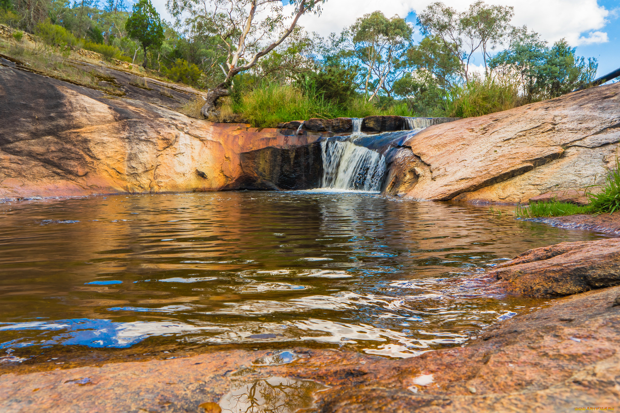 природа, водопады, водопад, река, лес