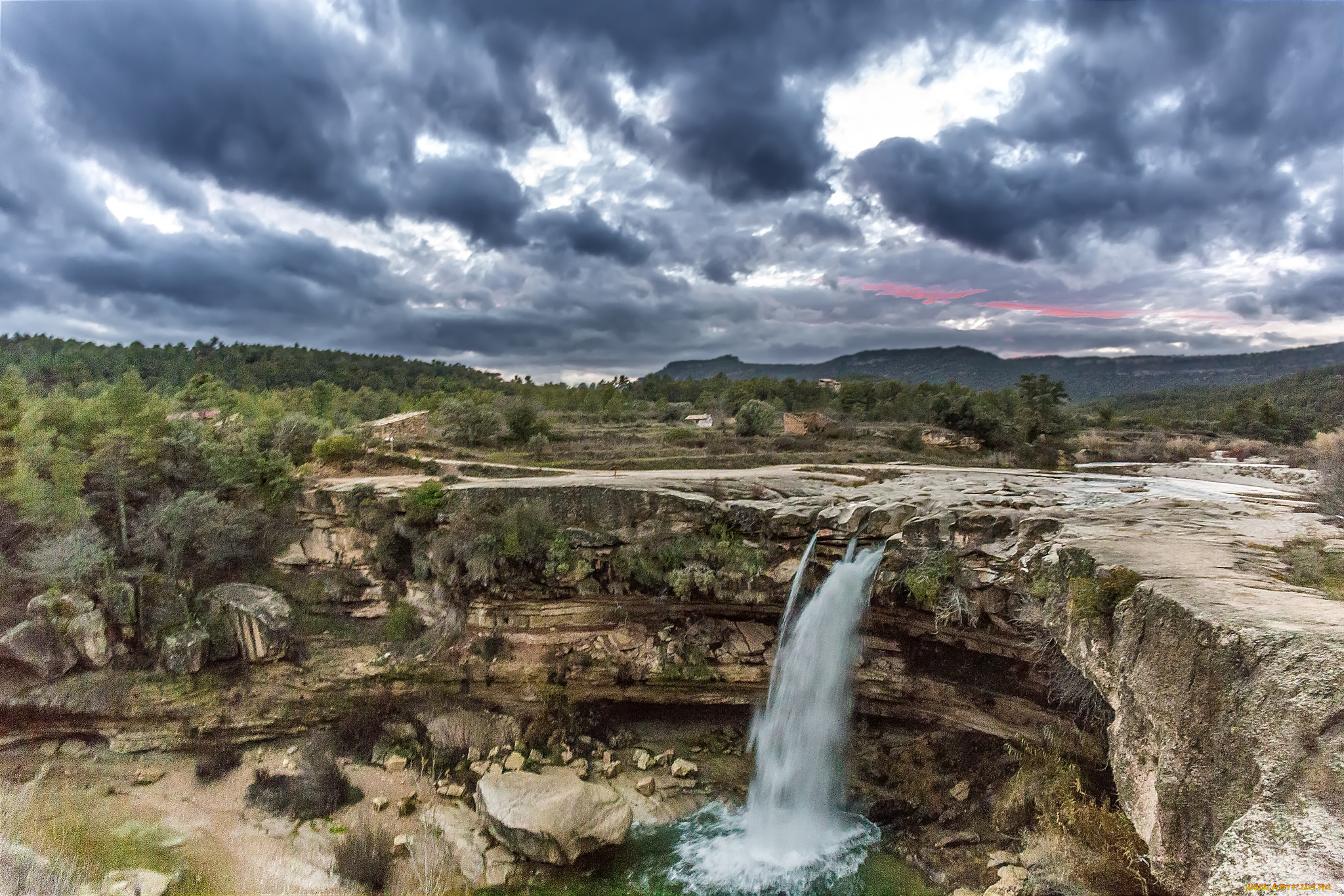 природа, водопады, водопад, река, лес