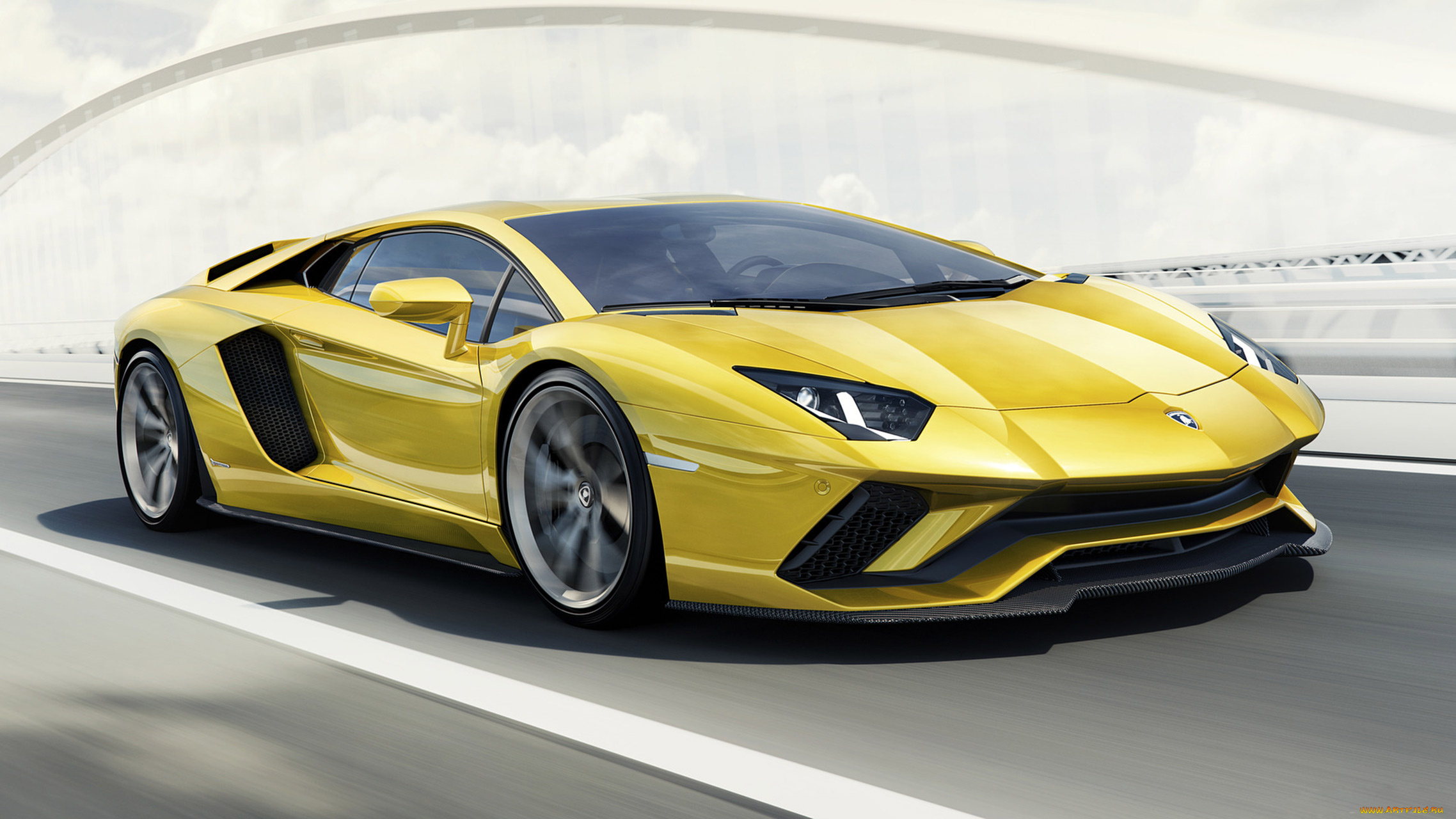lamborghini, aventador, s, 2017, автомобили, lamborghini, aventador, жёлтая, 2017, s