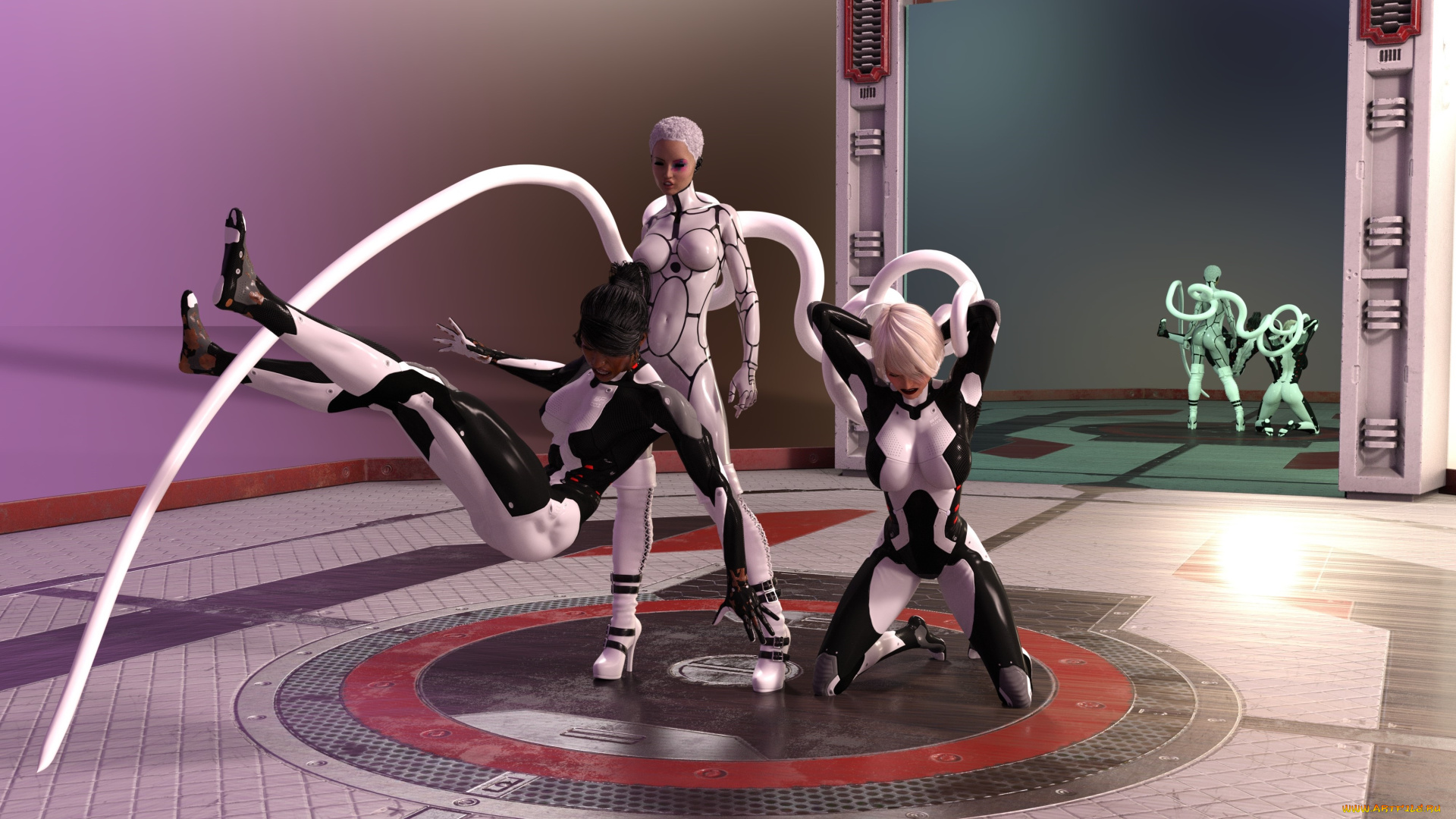 3д, графика, _science, fiction, девушки, взгляд, фон