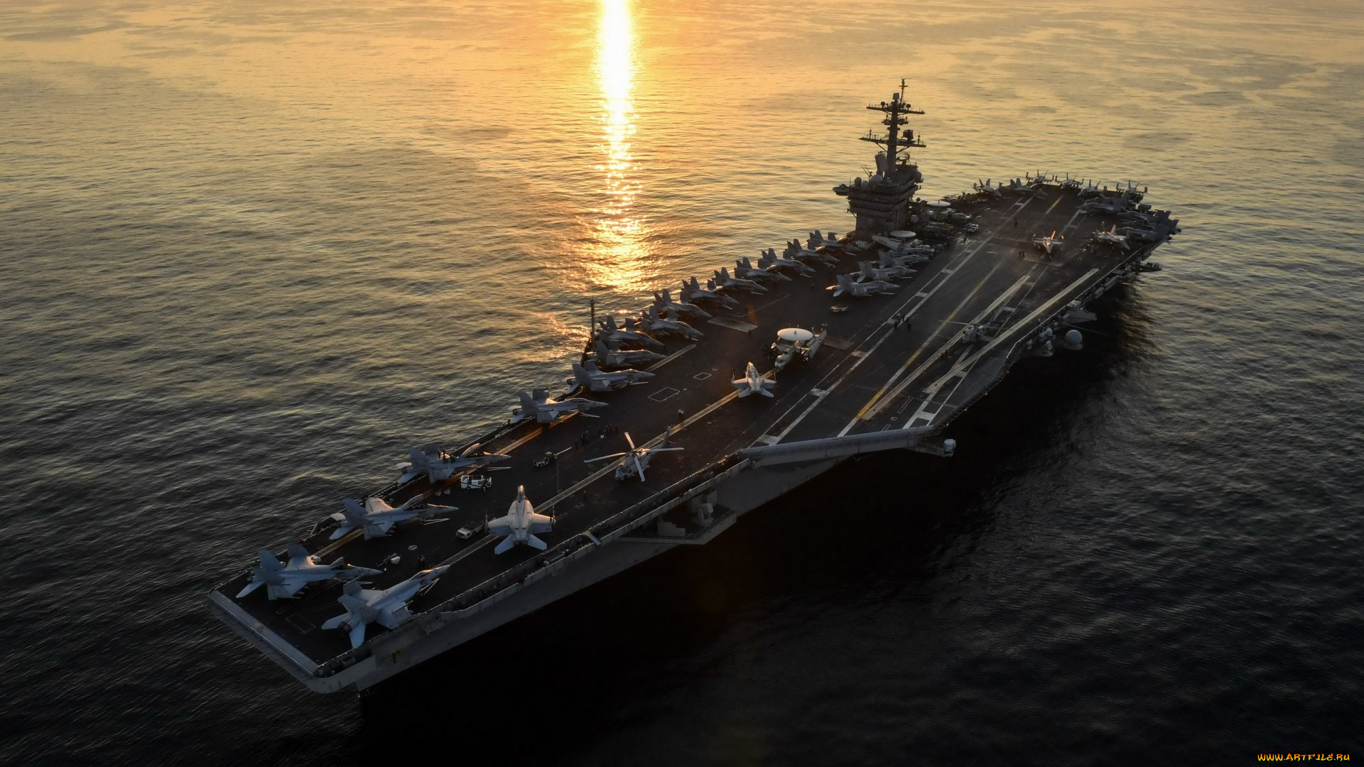 корабли, авианосцы, , вертолётоносцы, aircraft, carrier, море, закат, uss, theodore, roosevelt, cvn, 71