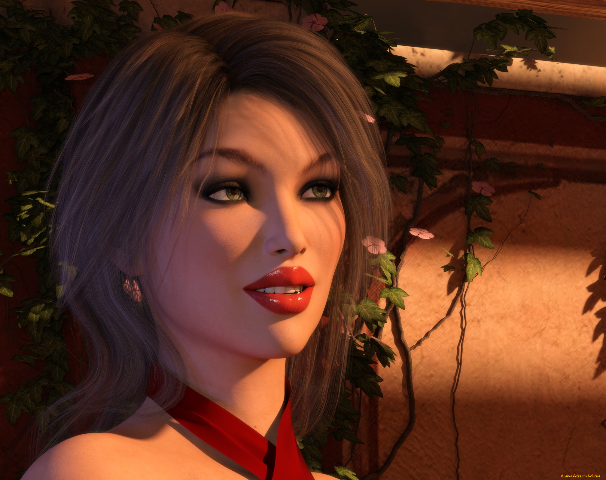 3д, графика, портрет, , portraits, взгляд, девушка, фон