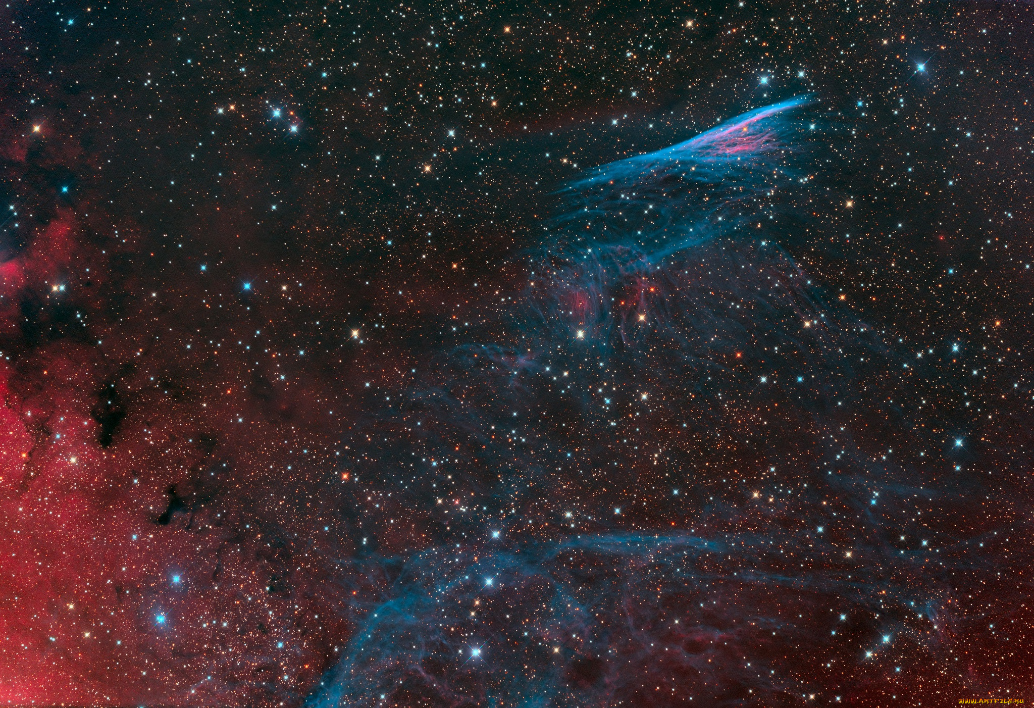 космос, галактики, туманности, в, созвездии, эмиссионная, туманность, pencil, nebula, паруса