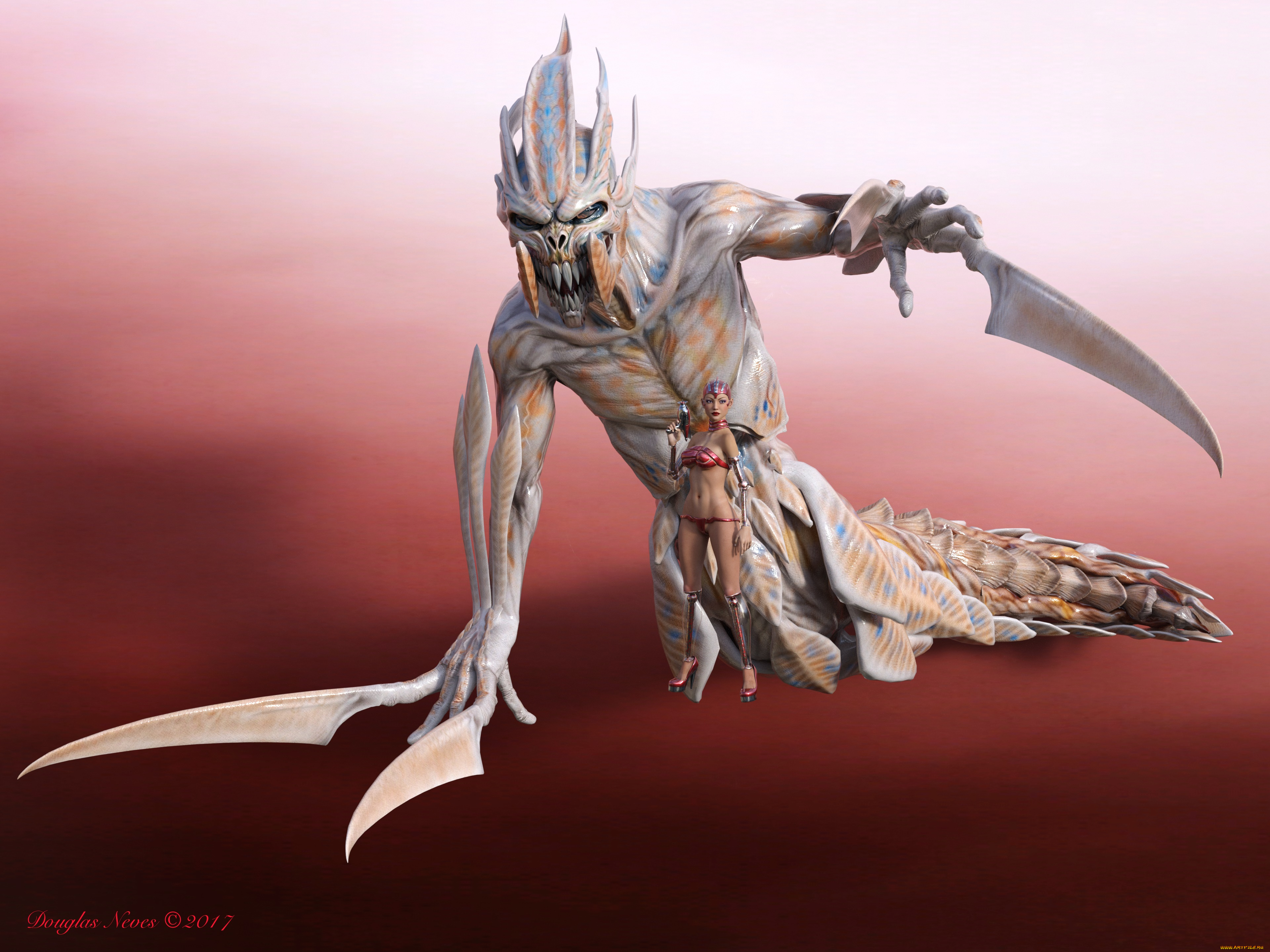 3д, графика, существа, , creatures, девушка, взгляд, фон