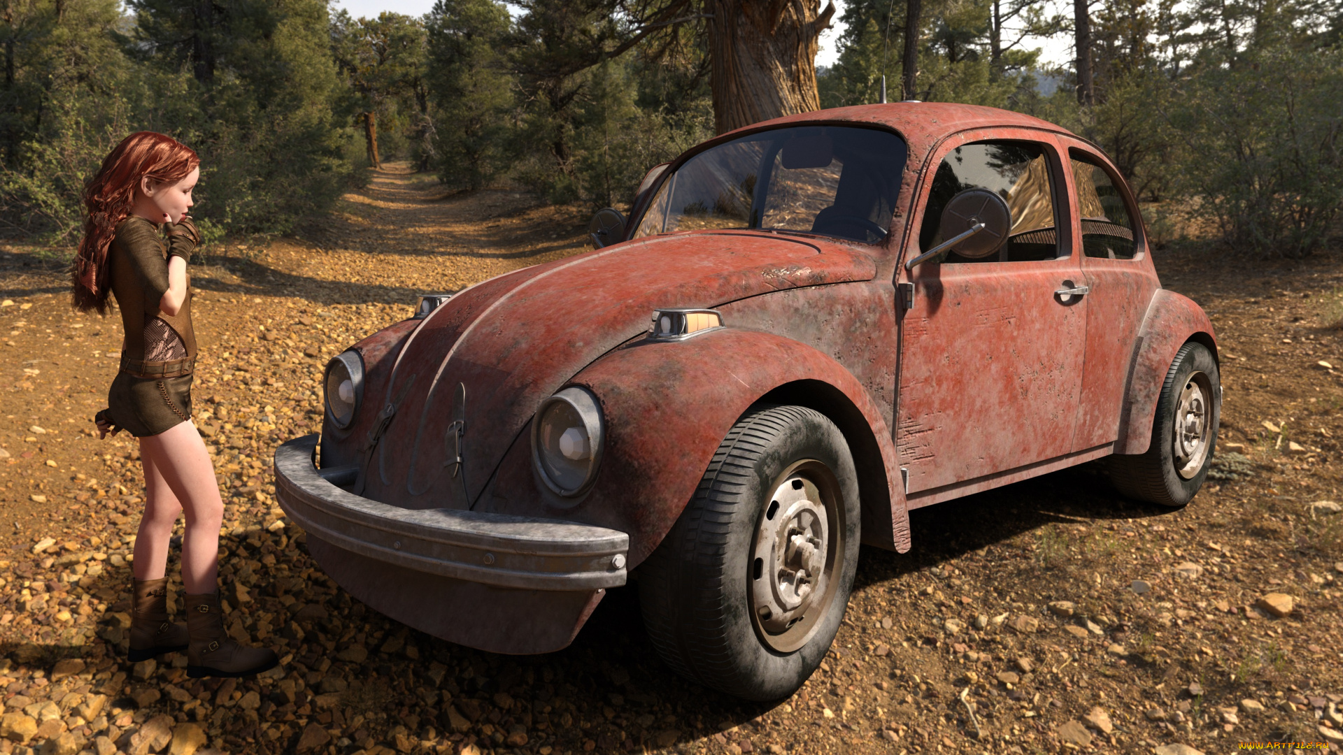 3д, графика, люди-авто, мото, , people-, car, , , moto, девушка, взгляд, фон