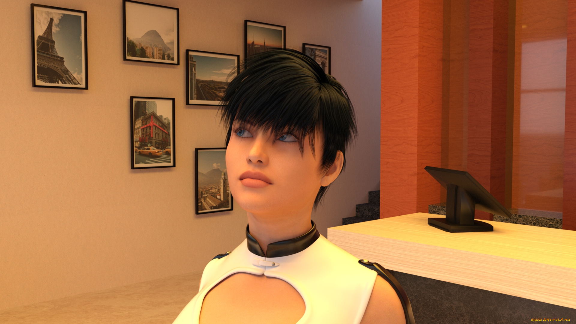 3д, графика, портрет, , portraits, девушка, взгляд, фон